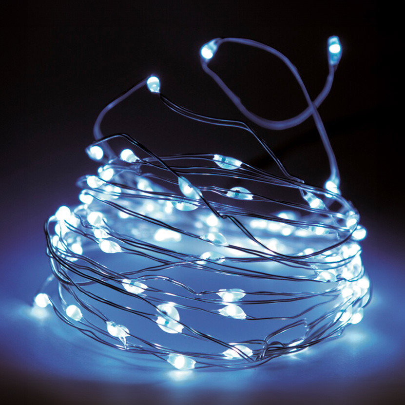 FIL D'ARGENT - 240 MICRO LED BLANC FROID INTERIEUR/EXTERIEUR + BOITIER CLIGNOTEUR 8 FONCTIONS + TIMER