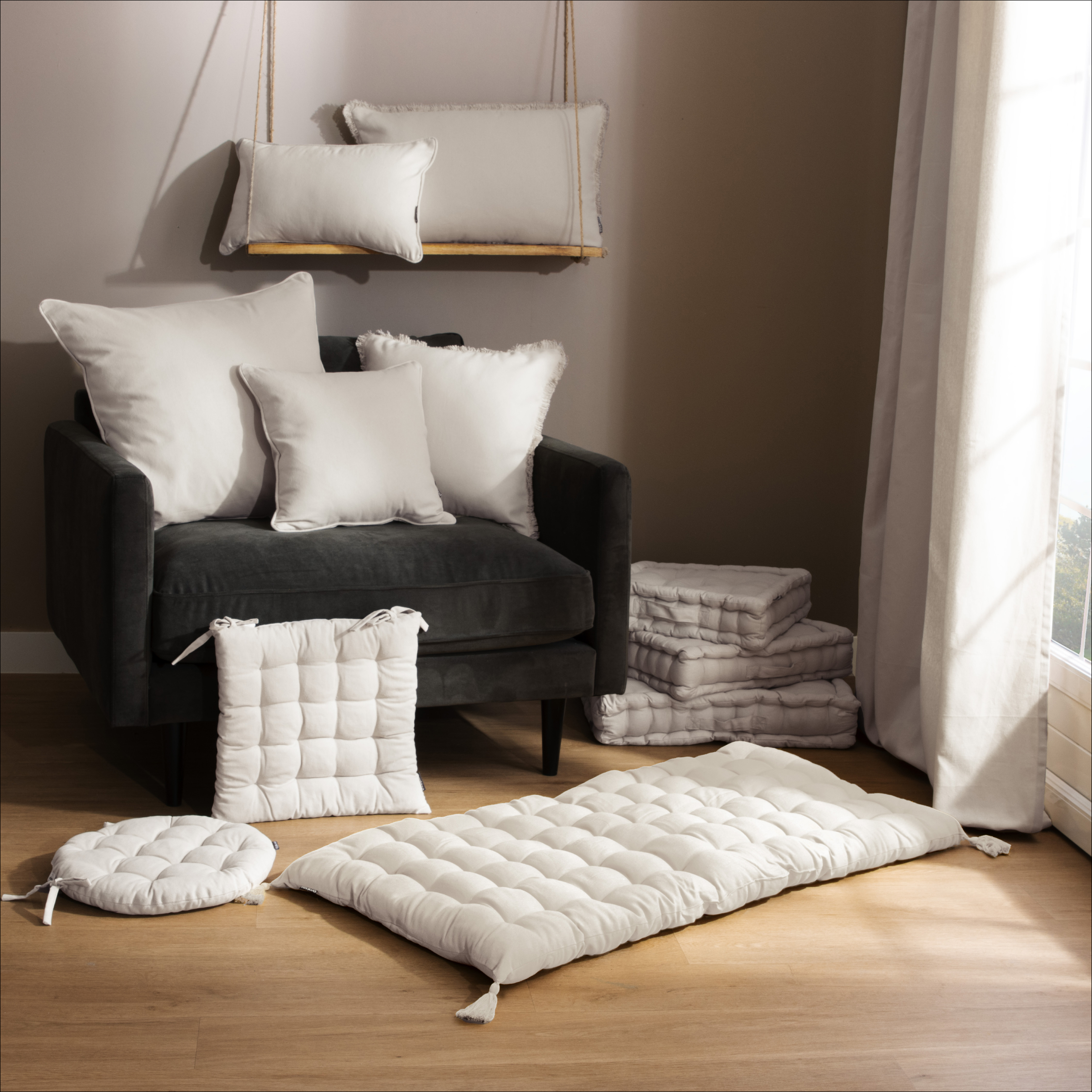 Rideau coton (140 x 260 cm) Pixel Beige