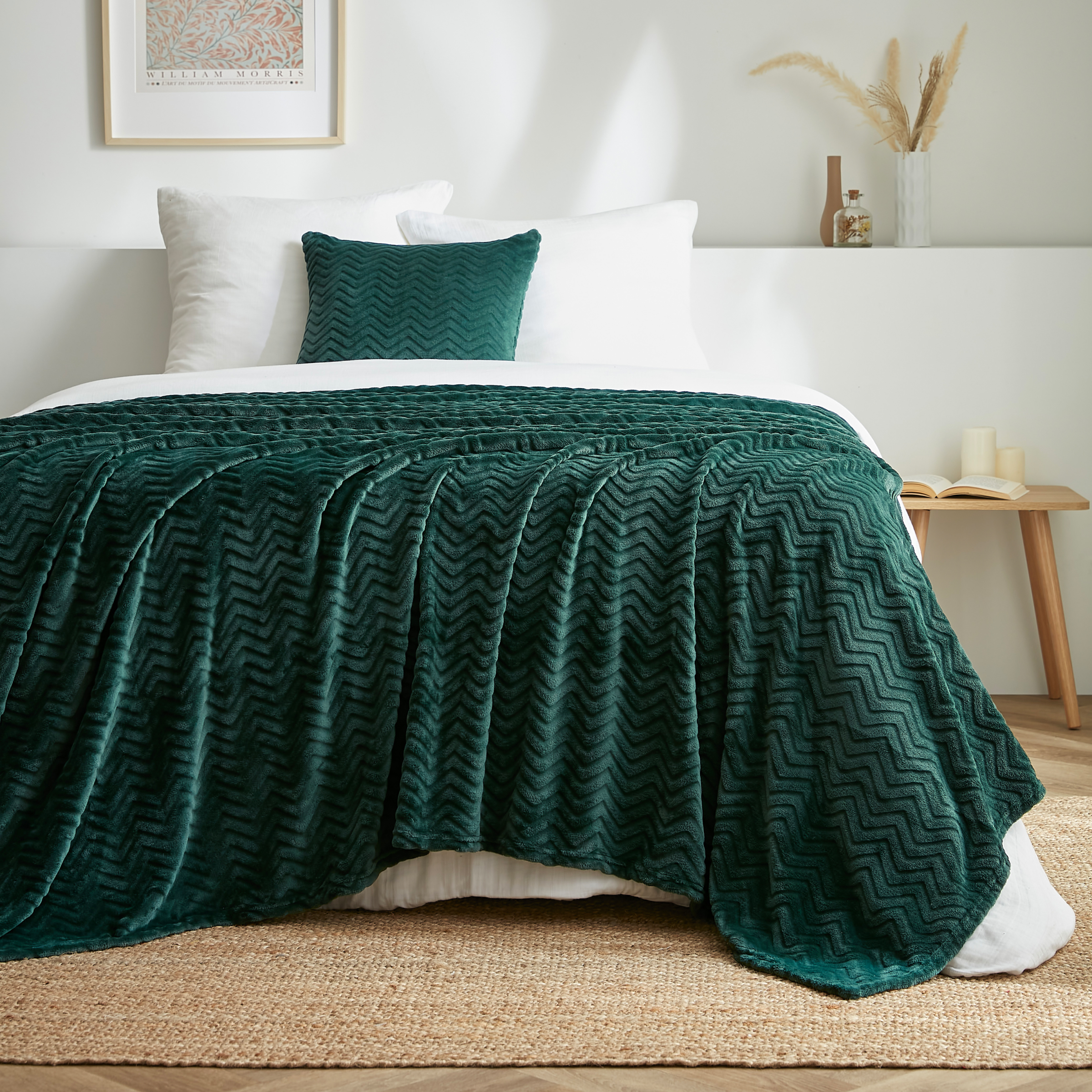 Plaid doux flanelle (220 x 240 cm) Zag Vert