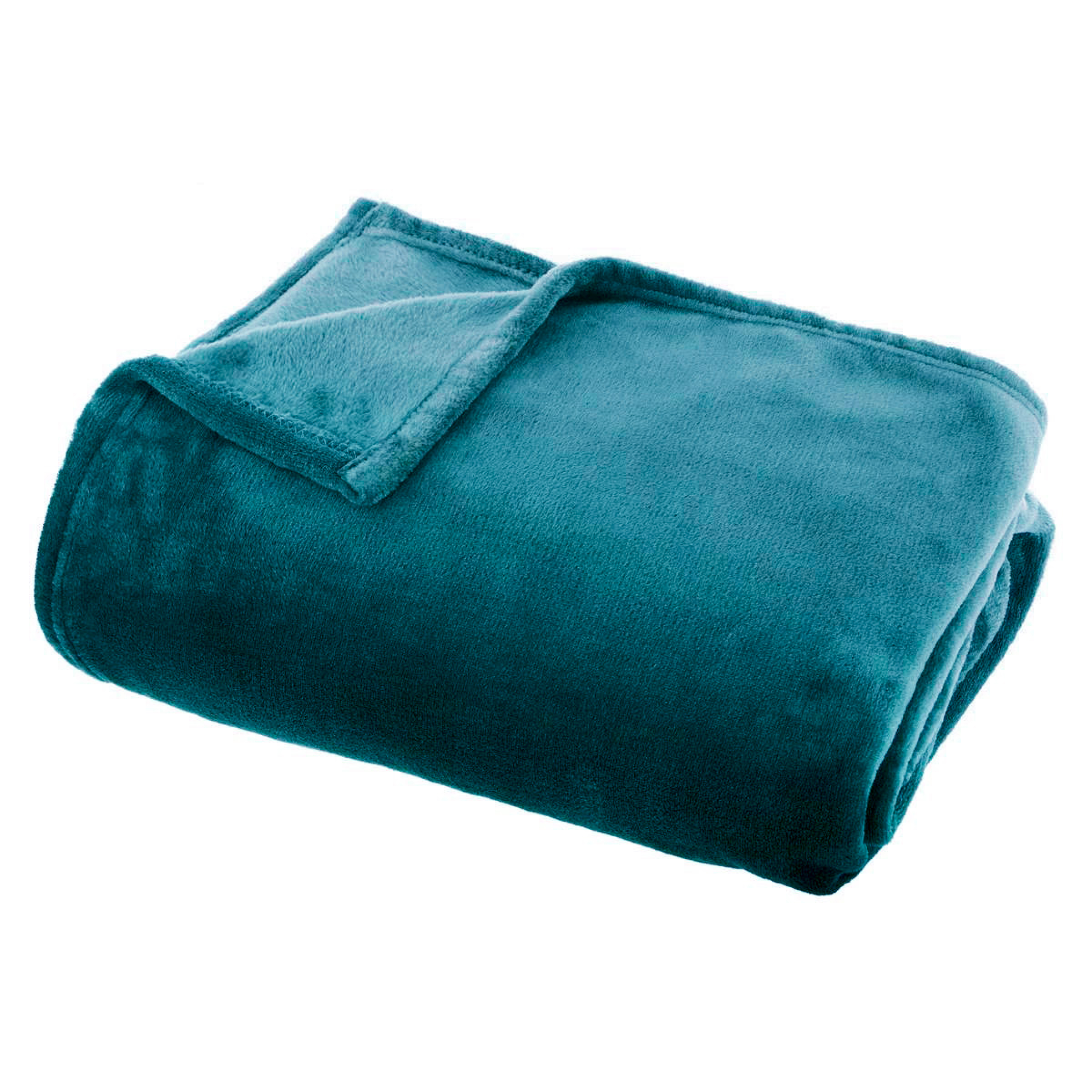 Plaid doux flanelle (220 x 240 cm) Didou Bleu canard