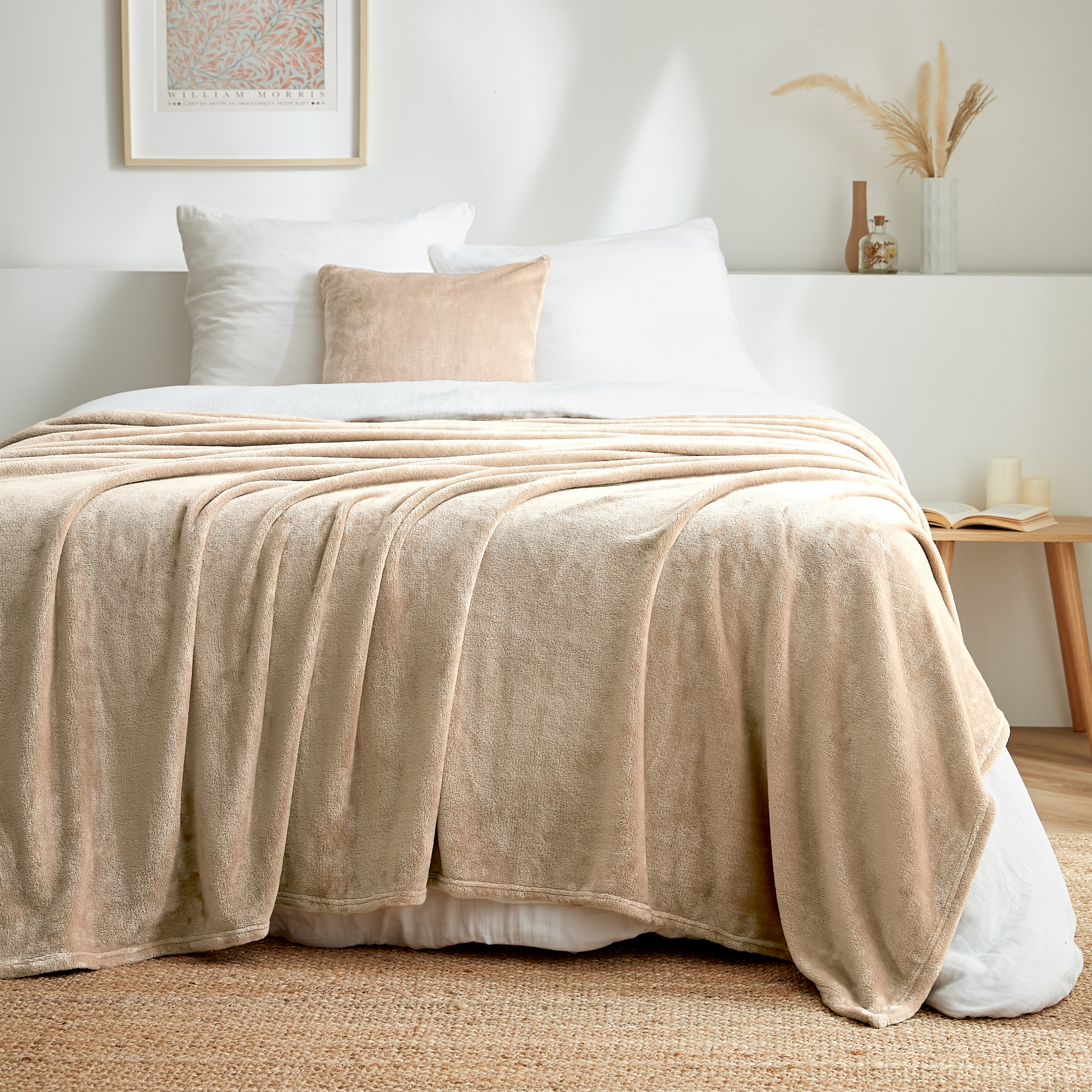 Plaid doux flanelle (220 x 240 cm) Didou Marron glacé