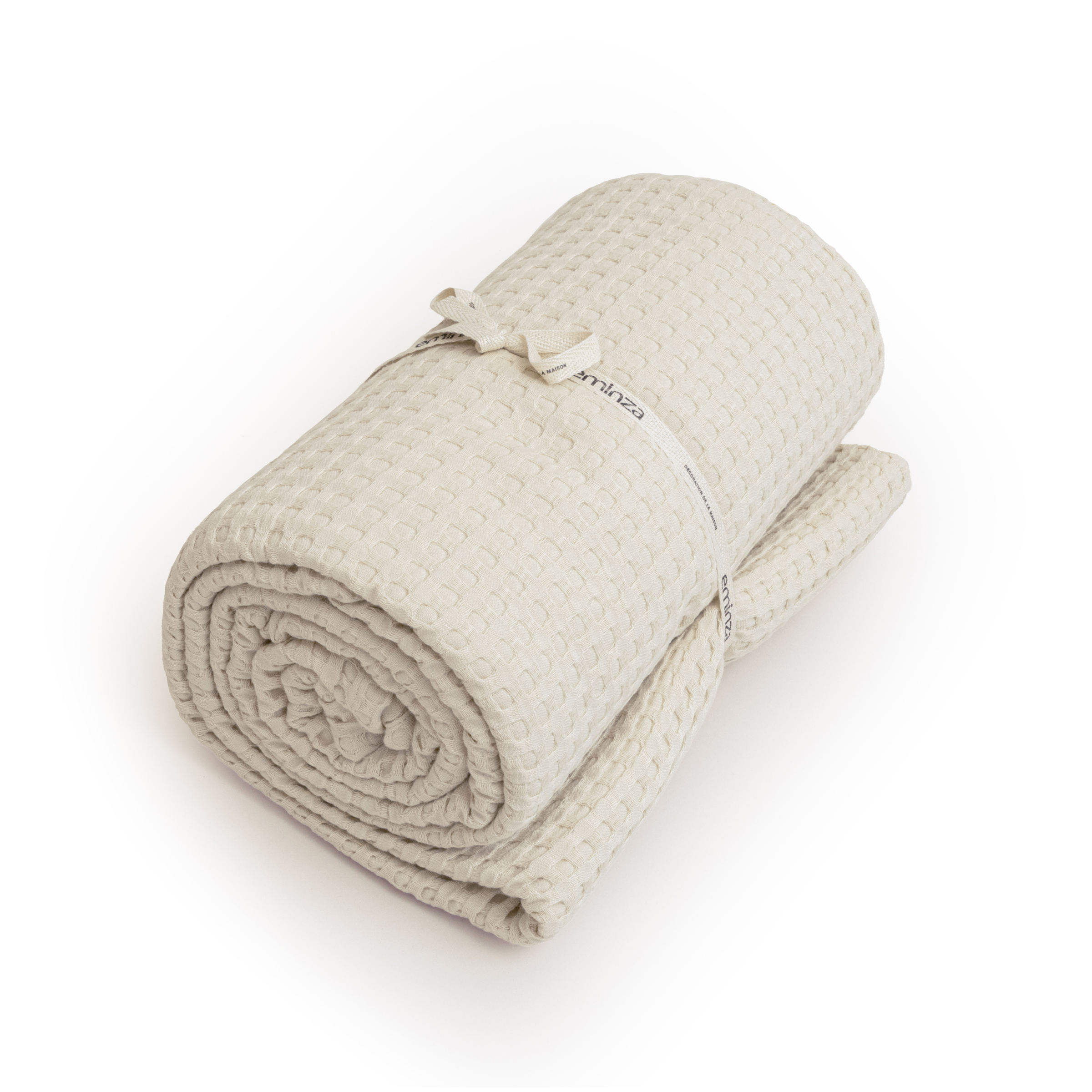 Couvre-lit coton nid d'abeille (220 x 250 cm) Maya Beige pampa