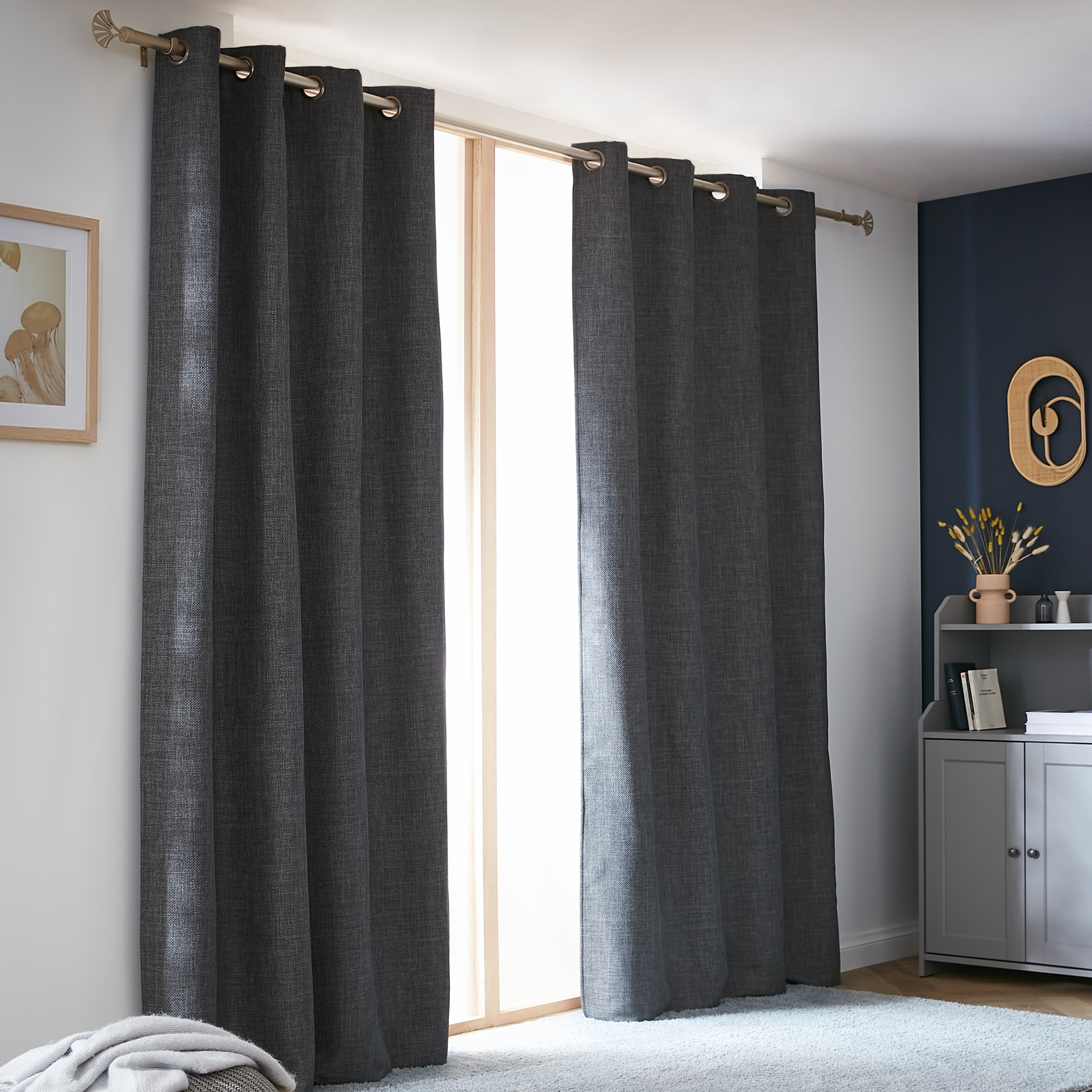 Rideau obscurcissant thermique (140 x 280 cm) Alba Gris anthracite