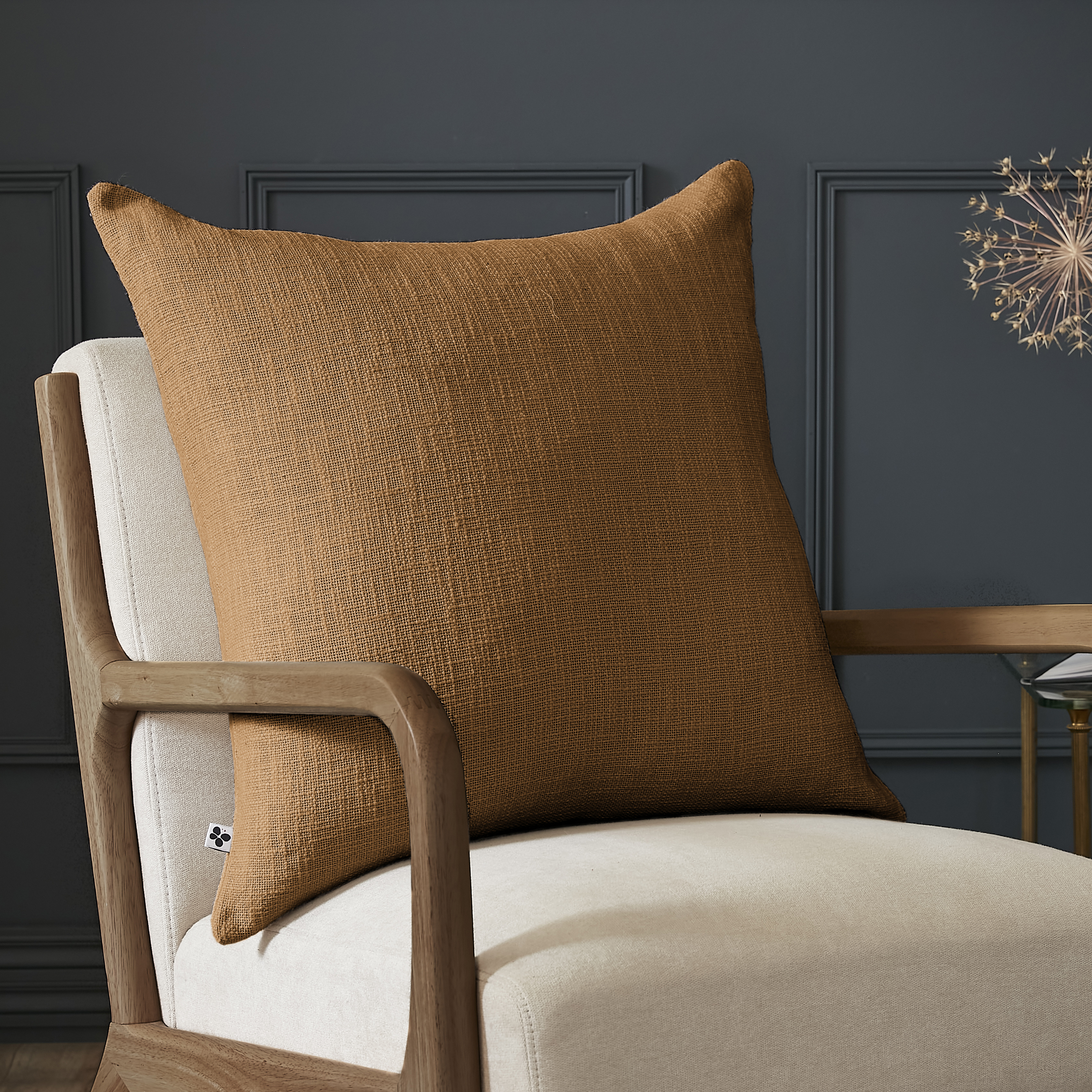 Coussin dŽhoussable 60 x 60 cm Slub SIXTINE Camel