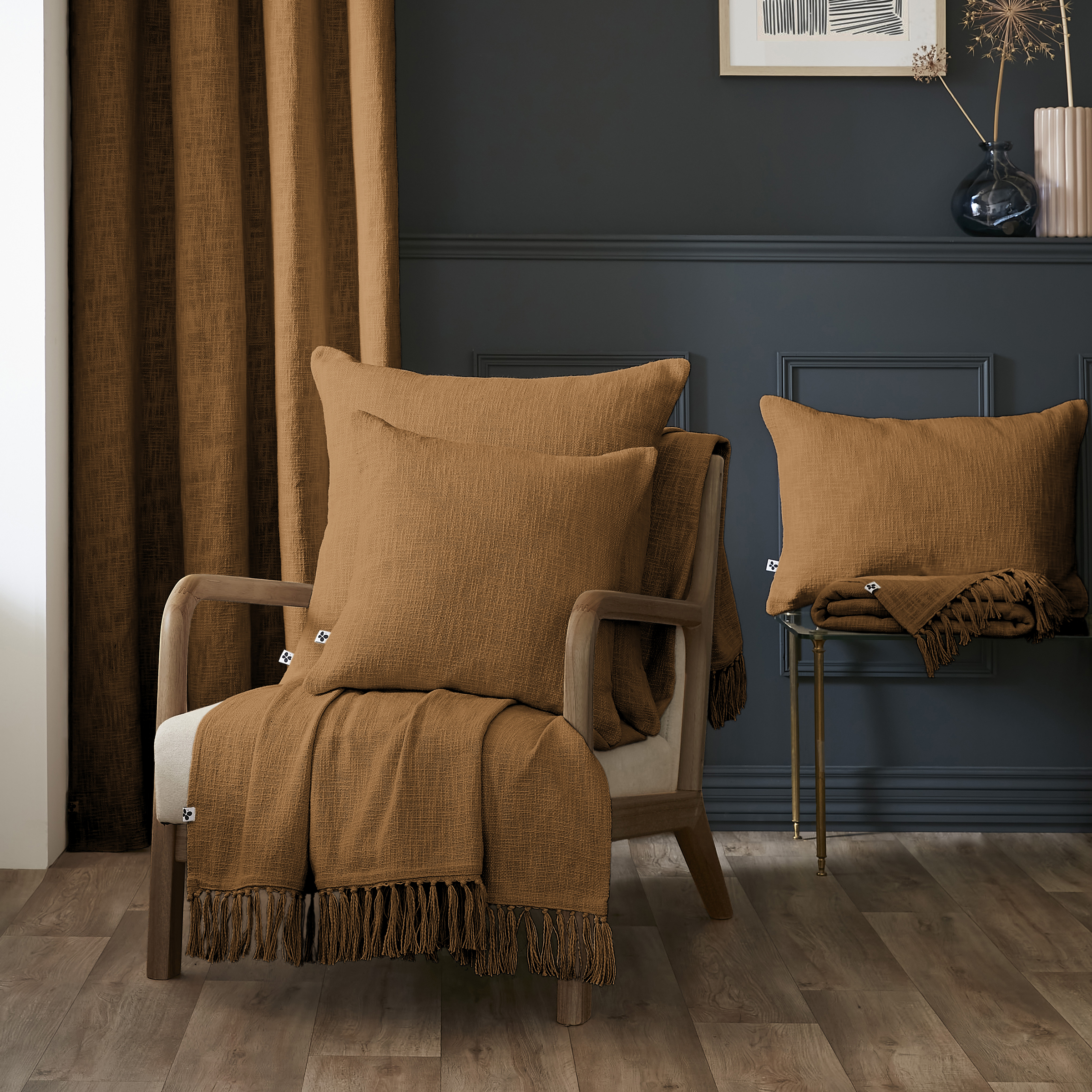 Coussin dŽhoussable 60 x 60 cm Slub SIXTINE Camel
