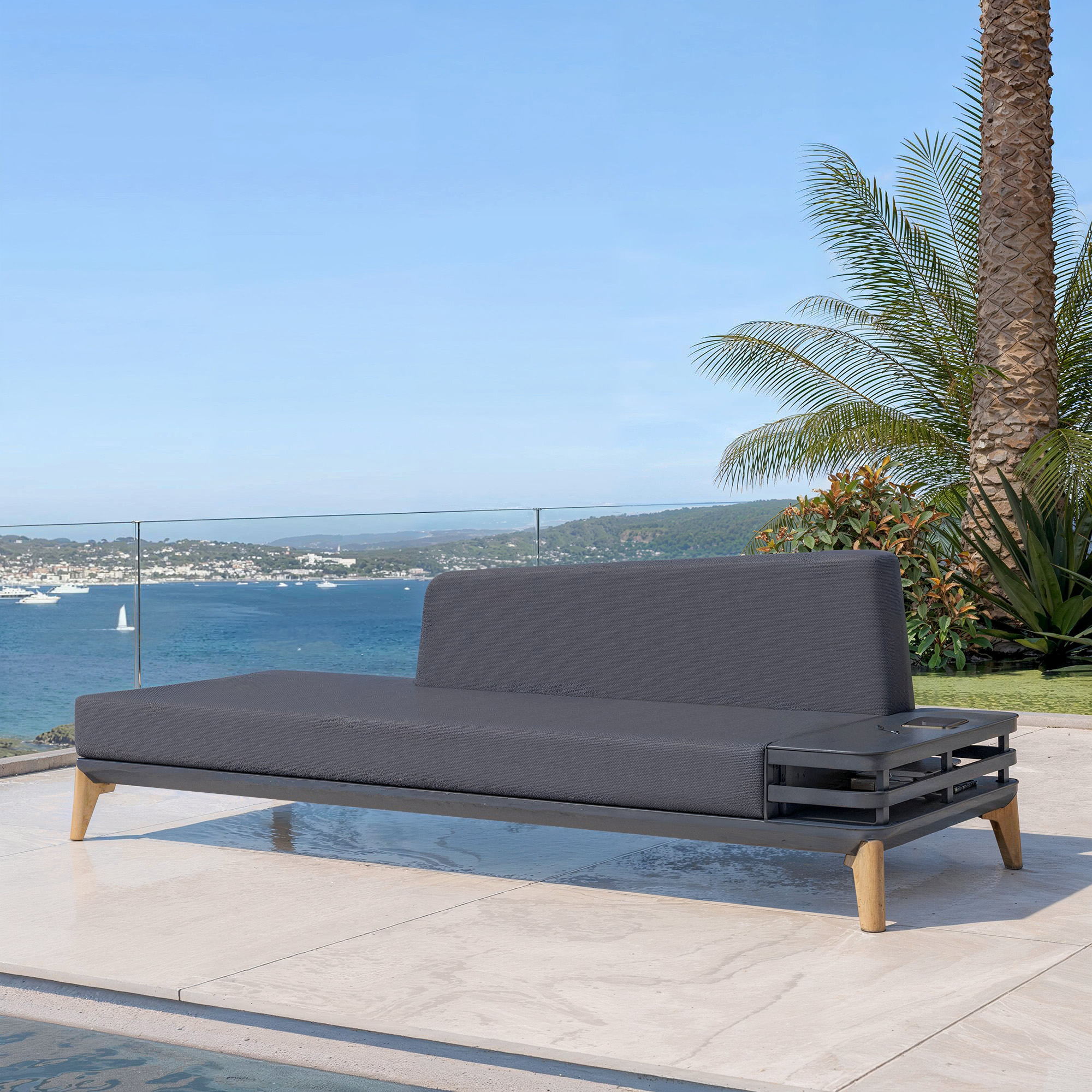 Méridienne de jardin aluminium Monte Carlo - Gris anthracite