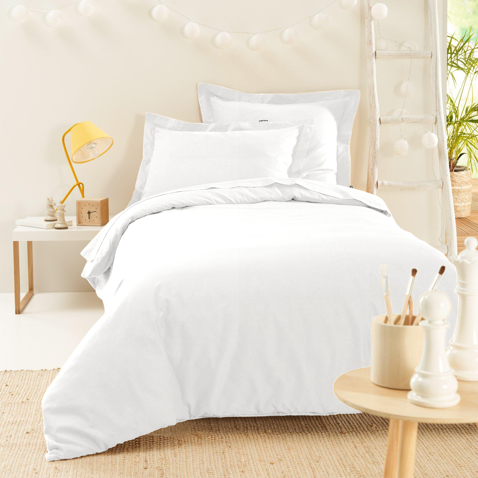 Housse de couette percale de coton (140 x 200 cm) Cali Blanche