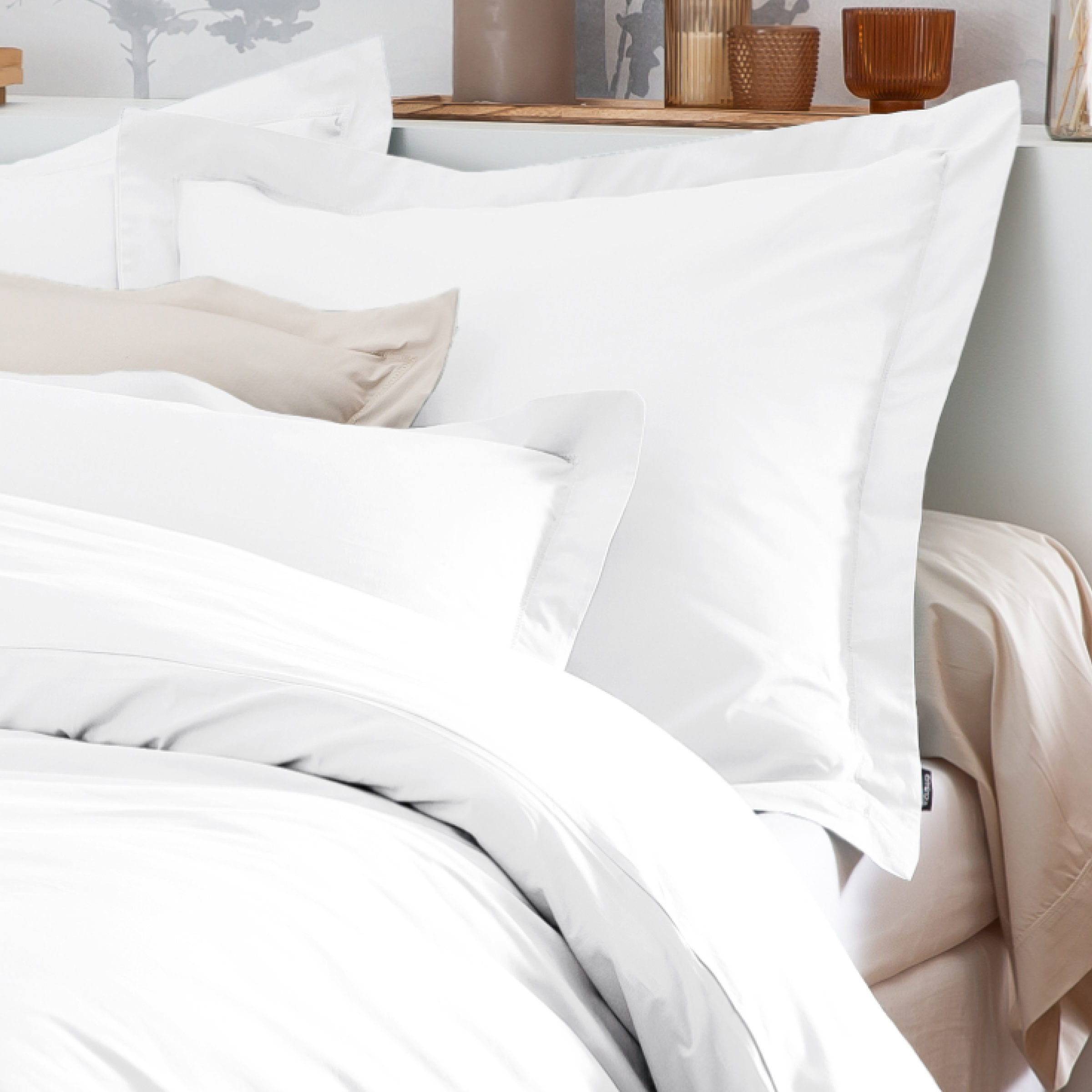 Housse de couette percale de coton (140 x 200 cm) Cali Blanche