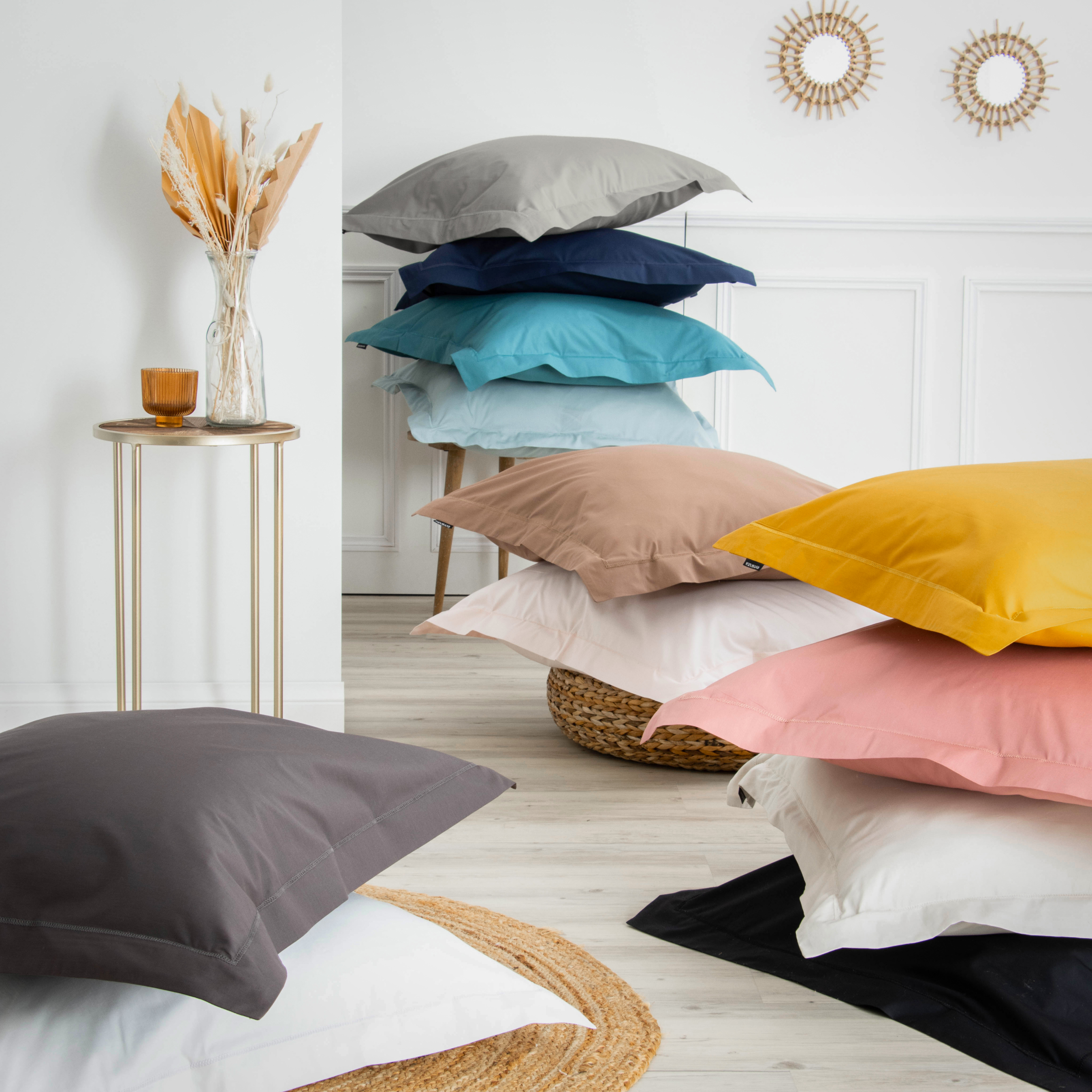 Drap housse percale de coton (90 x 200 cm) Cali Rose poudré