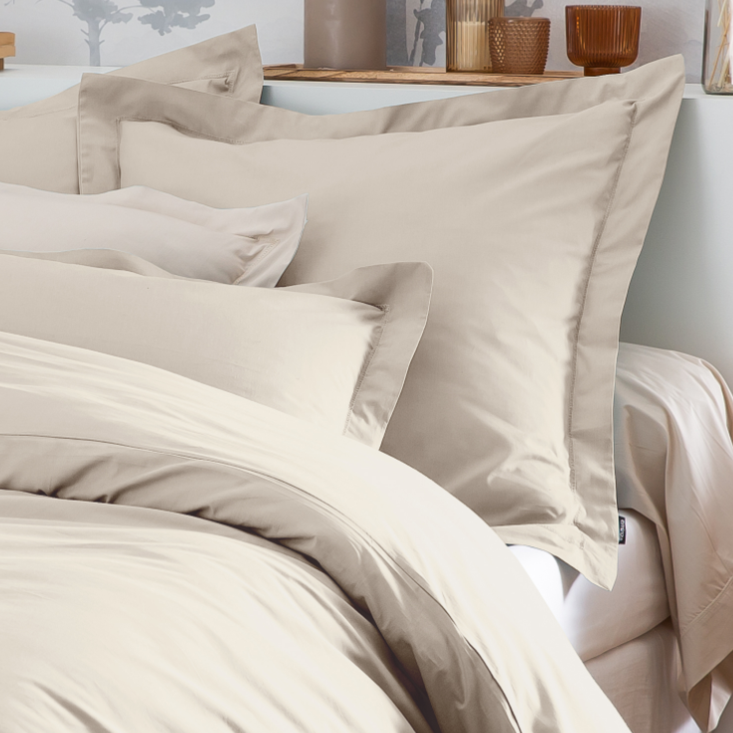 Housse de couette percale de coton (240 x 220 cm) Cali Beige
