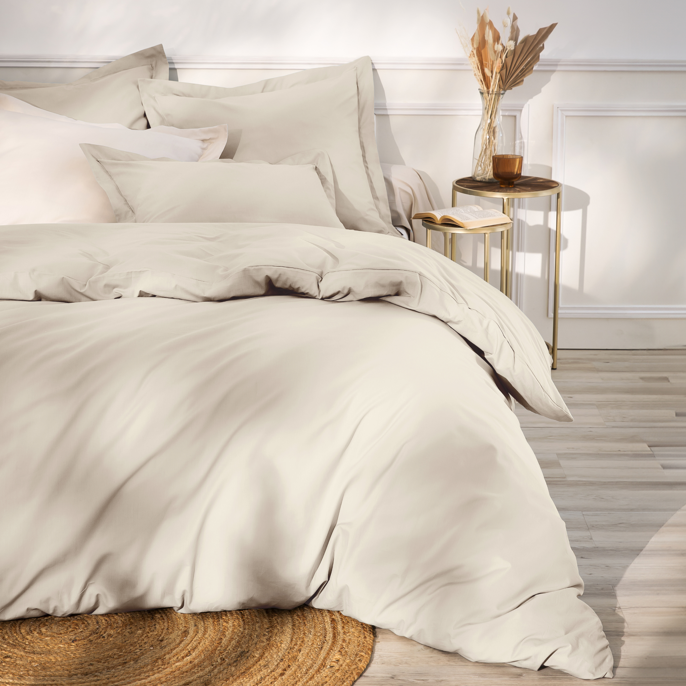 Drap housse percale de coton (90 x 200 cm) Cali Beige