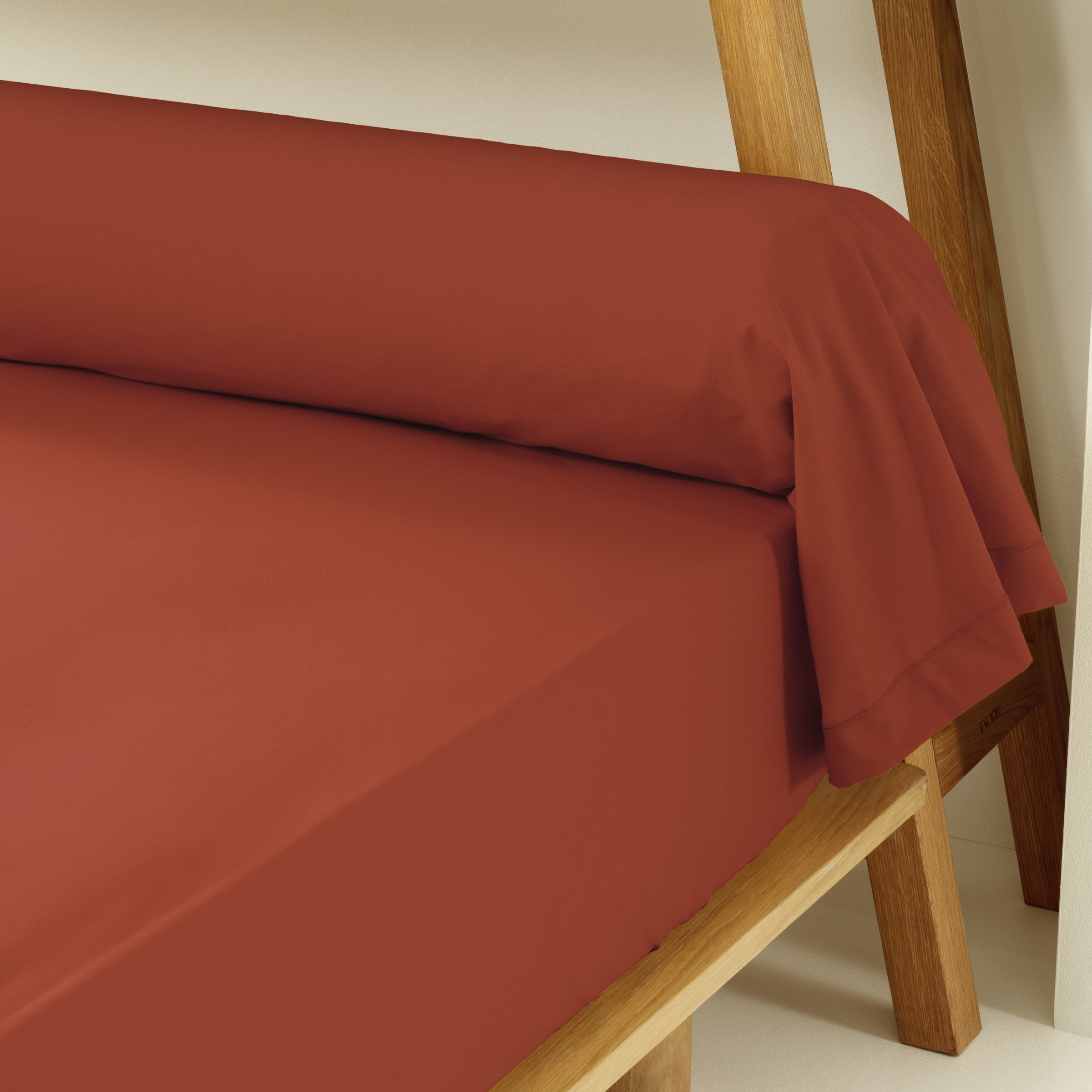 Taie de traversin percale de coton (L185 cm) Cali Terracotta