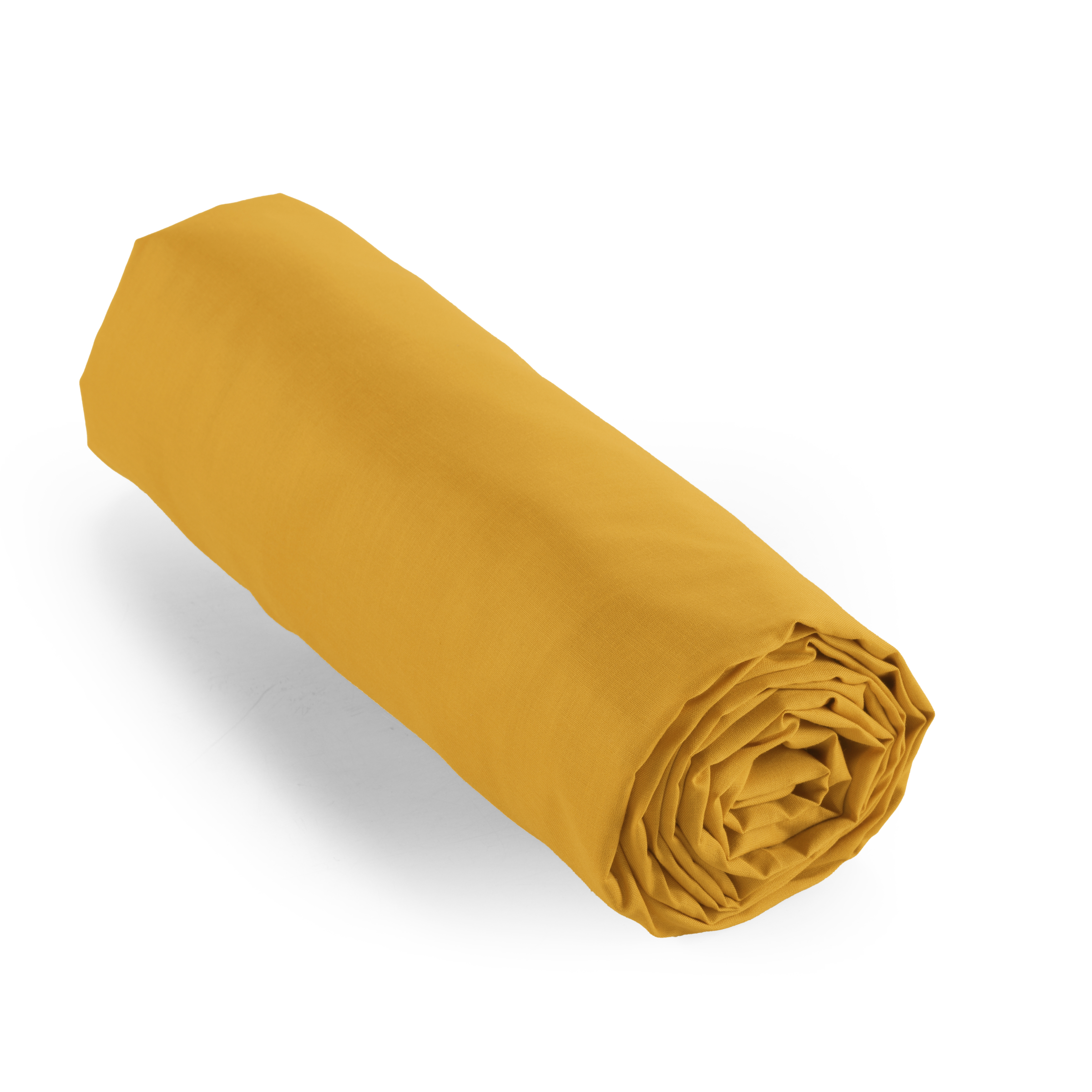 Drap housse percale de coton (90 x 200 cm) Cali Jaune moutarde