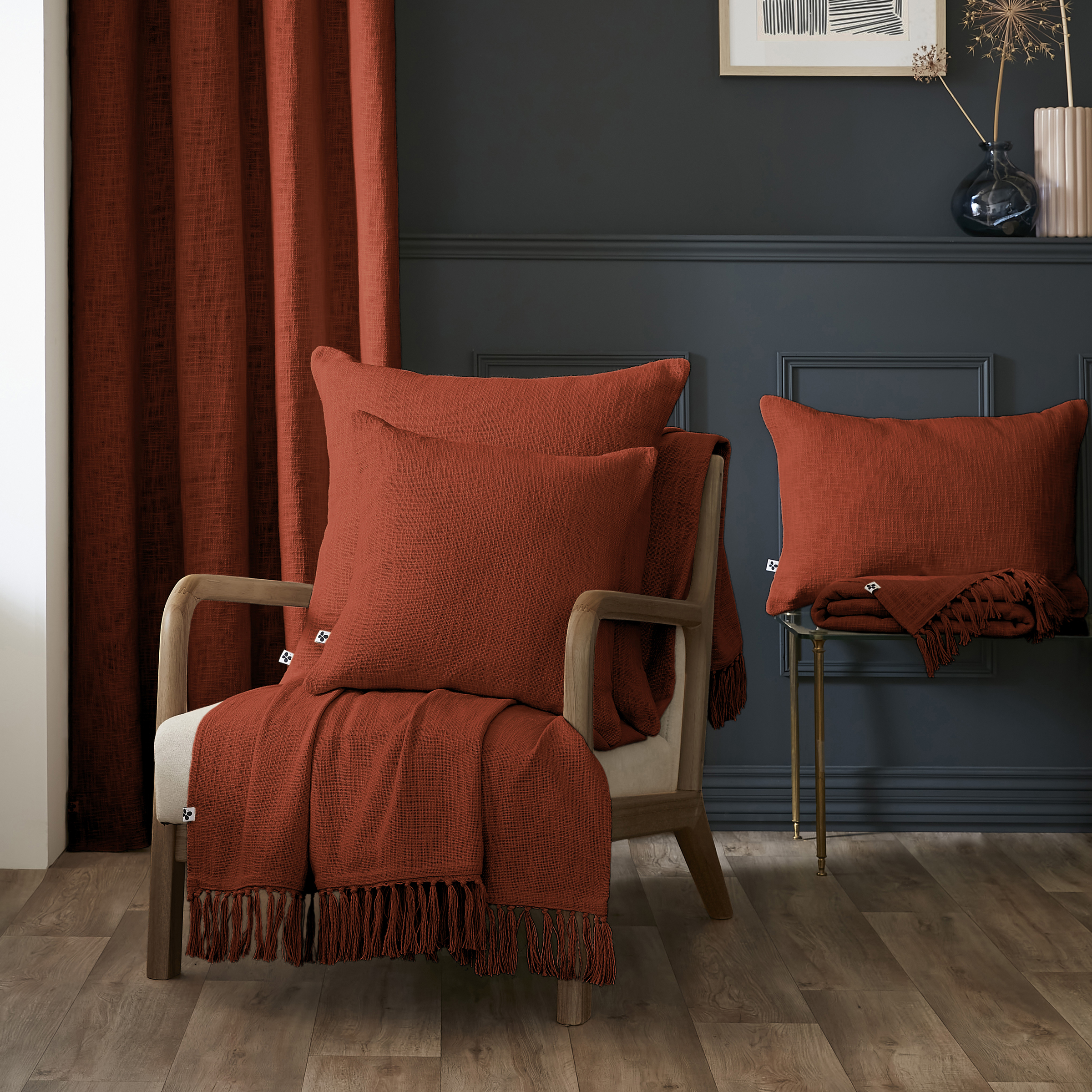 Plaid 130 x 160 cm Slub SIXTINE Terracotta