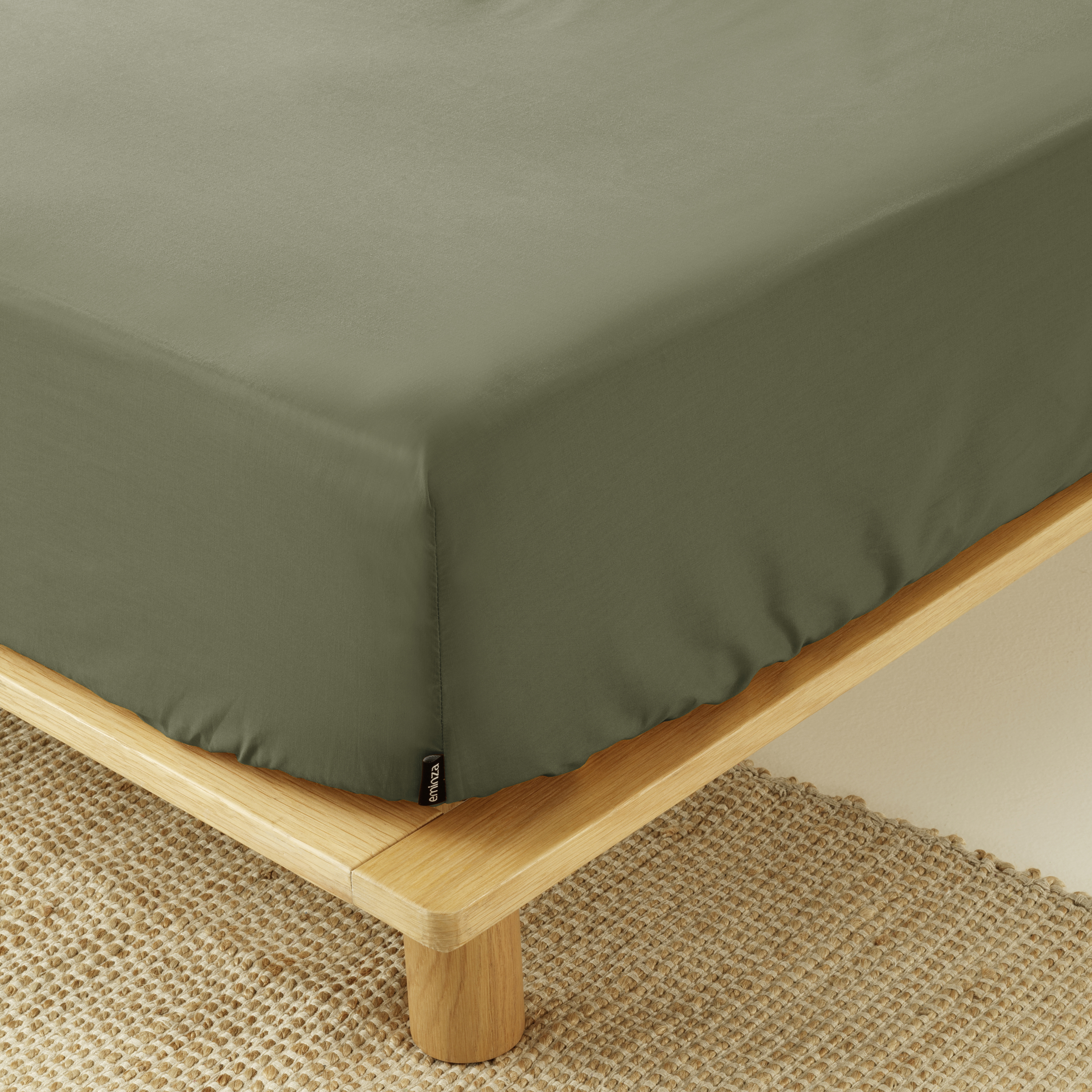 Drap housse percale de coton (140 x 190 cm) Cali Vert romarin