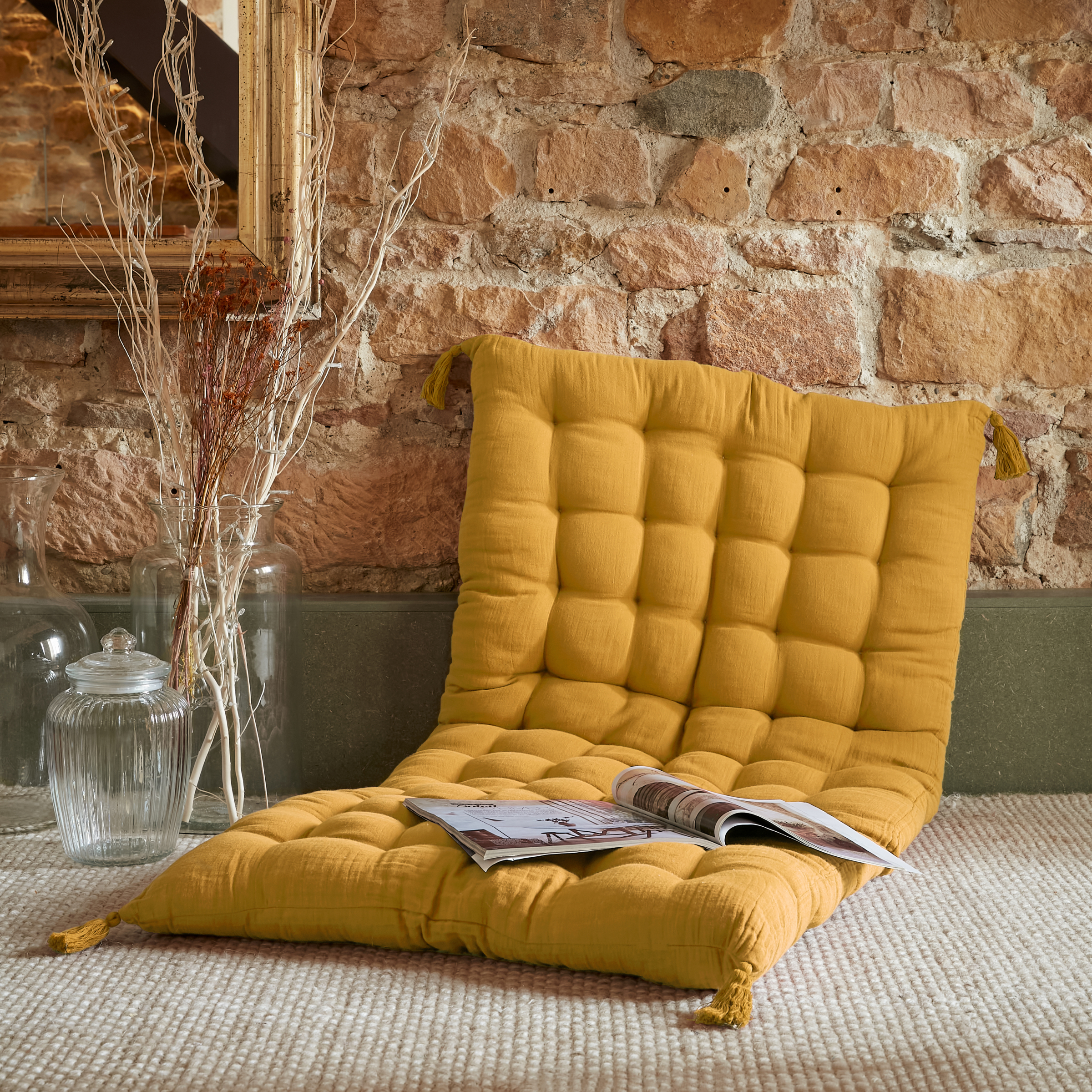Matelas de sol gaze de coton (60 x 120 cm) Gaïa Jaune safran