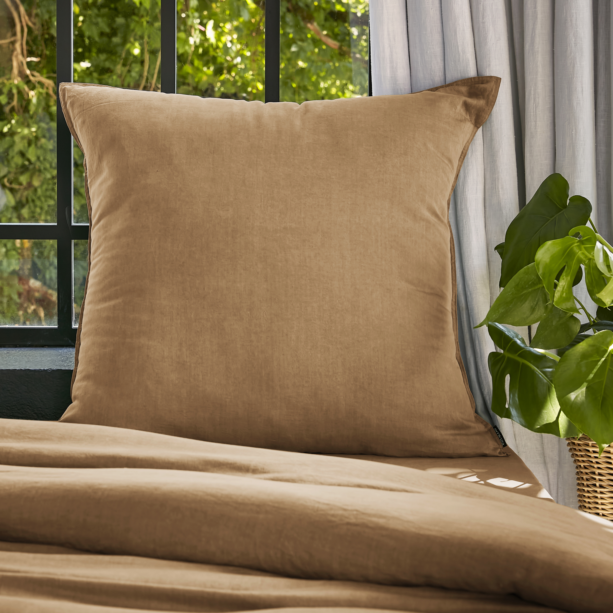 Taie d'oreiller carrée lyocell Tencel™ lavé (80 x 80 cm) Olivia Camel