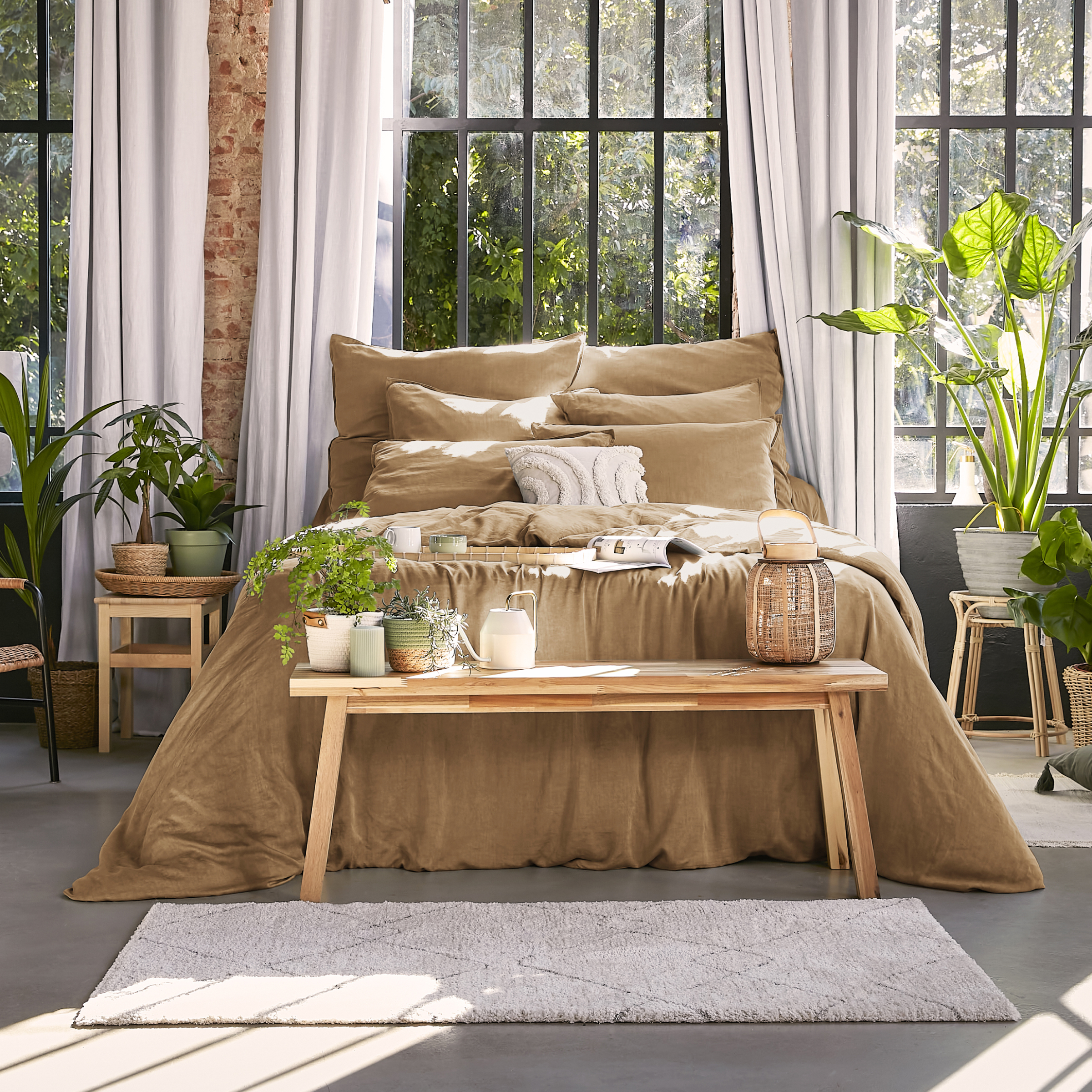 Taie d'oreiller rectangulaire lyocell Tencel™ lavé (50 x 80 cm) Olivia Camel