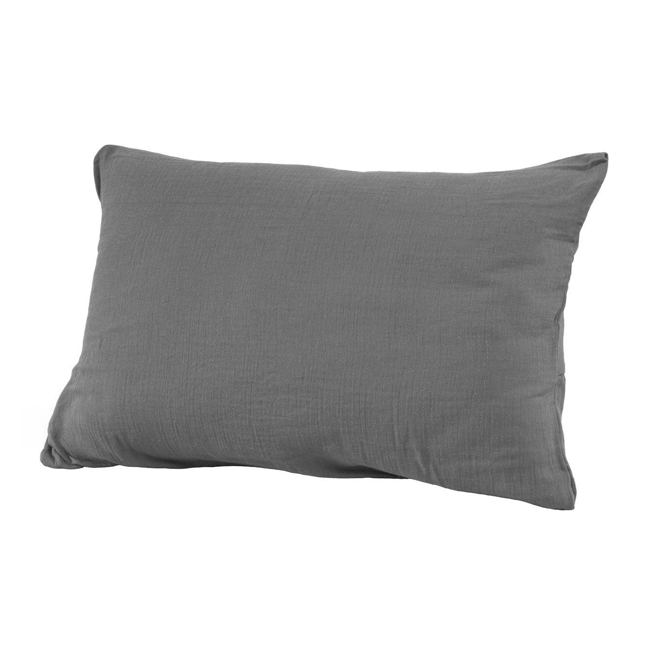 Taie d'oreiller rectangulaire gaze de coton (L80 cm) Gaïa Gris granit 3