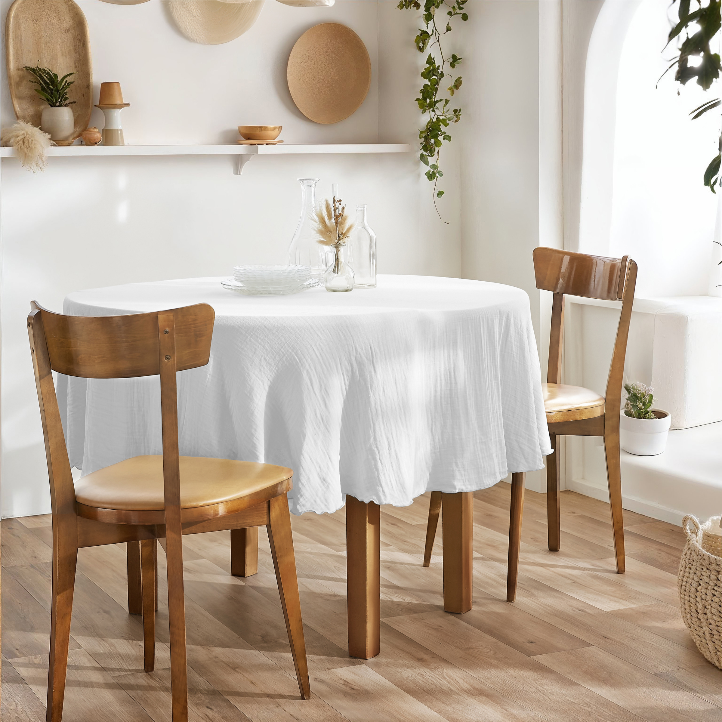 Nappe ronde (0) 180 cm Gaze de coton unie GAìA Chantilly