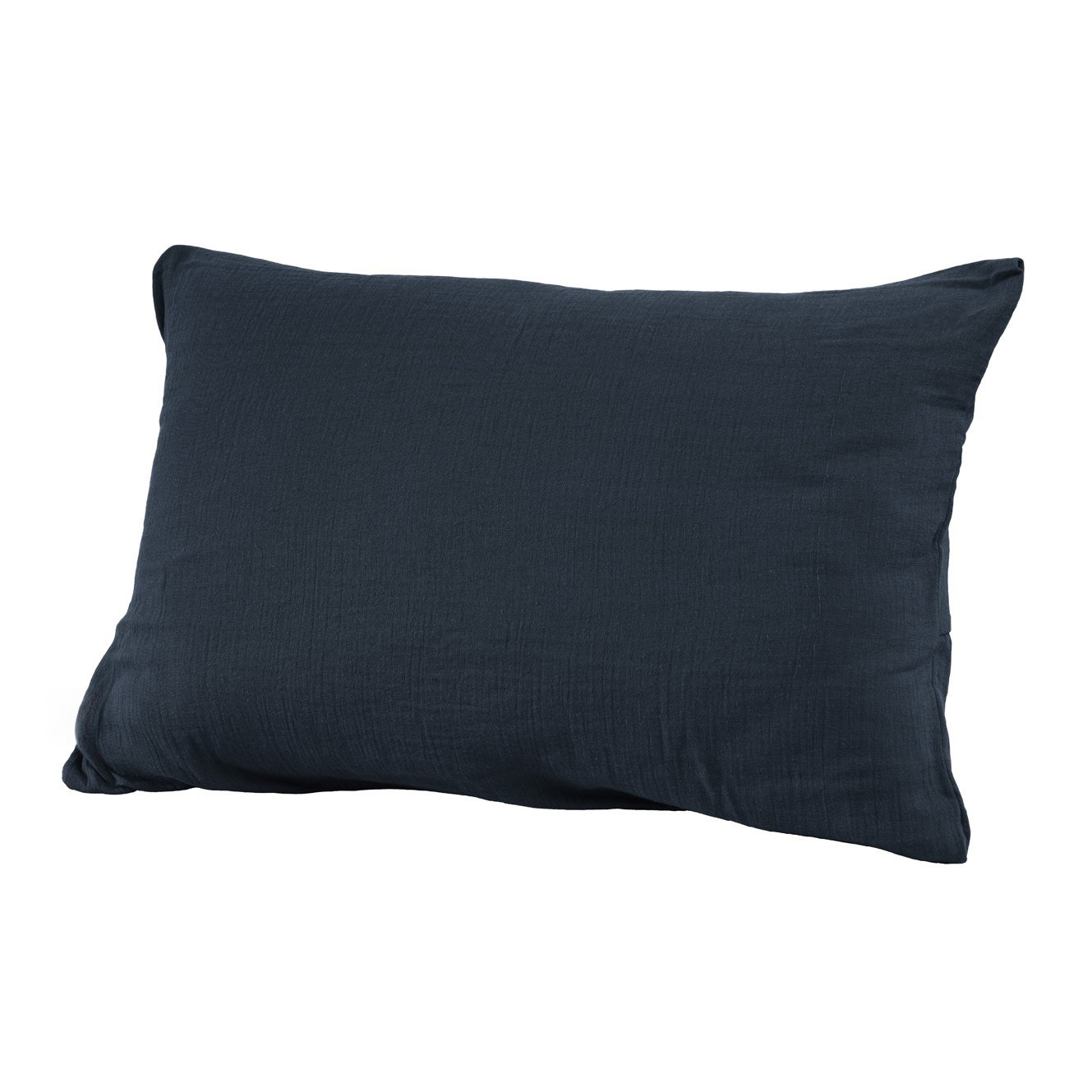 Taie d'oreiller rectangulaire gaze de coton (L80 cm) Gaïa Bleu nuit 3