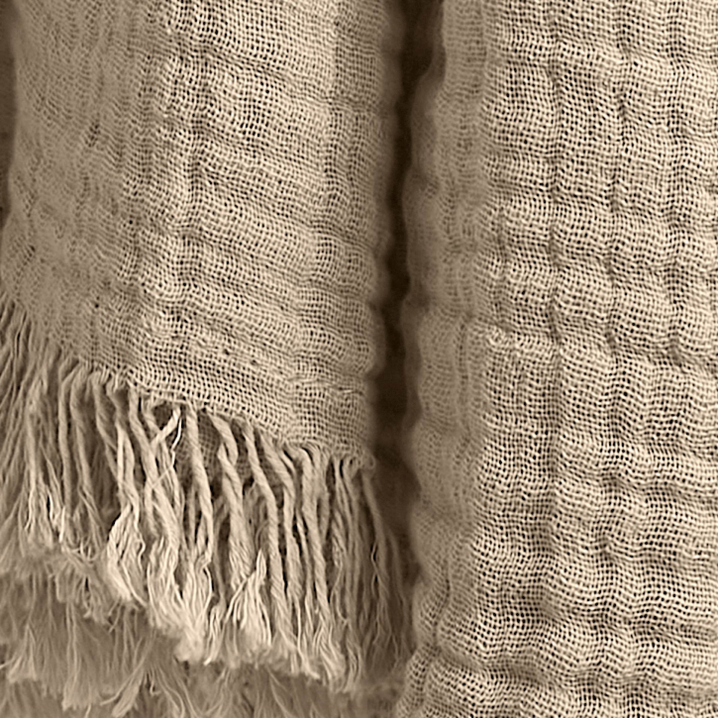 EM - Plaid ˆ franges 130 x 160 cm Gaze de coton unie GAìA Ficelle