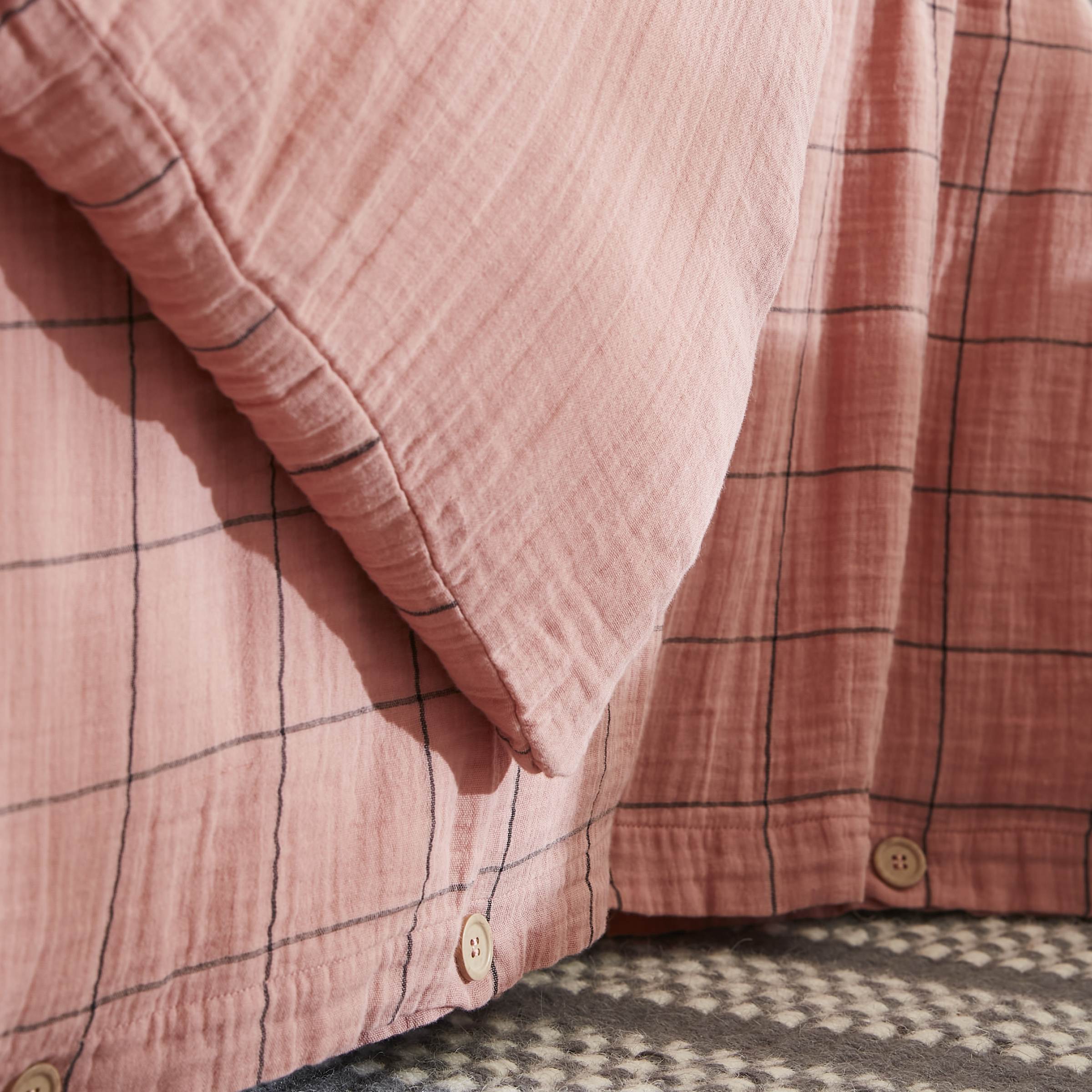 EM - Housse de couette rŽversible 260 x 240 cm Gaze de coton tissŽe teinte GAìA MATCH Rose pche