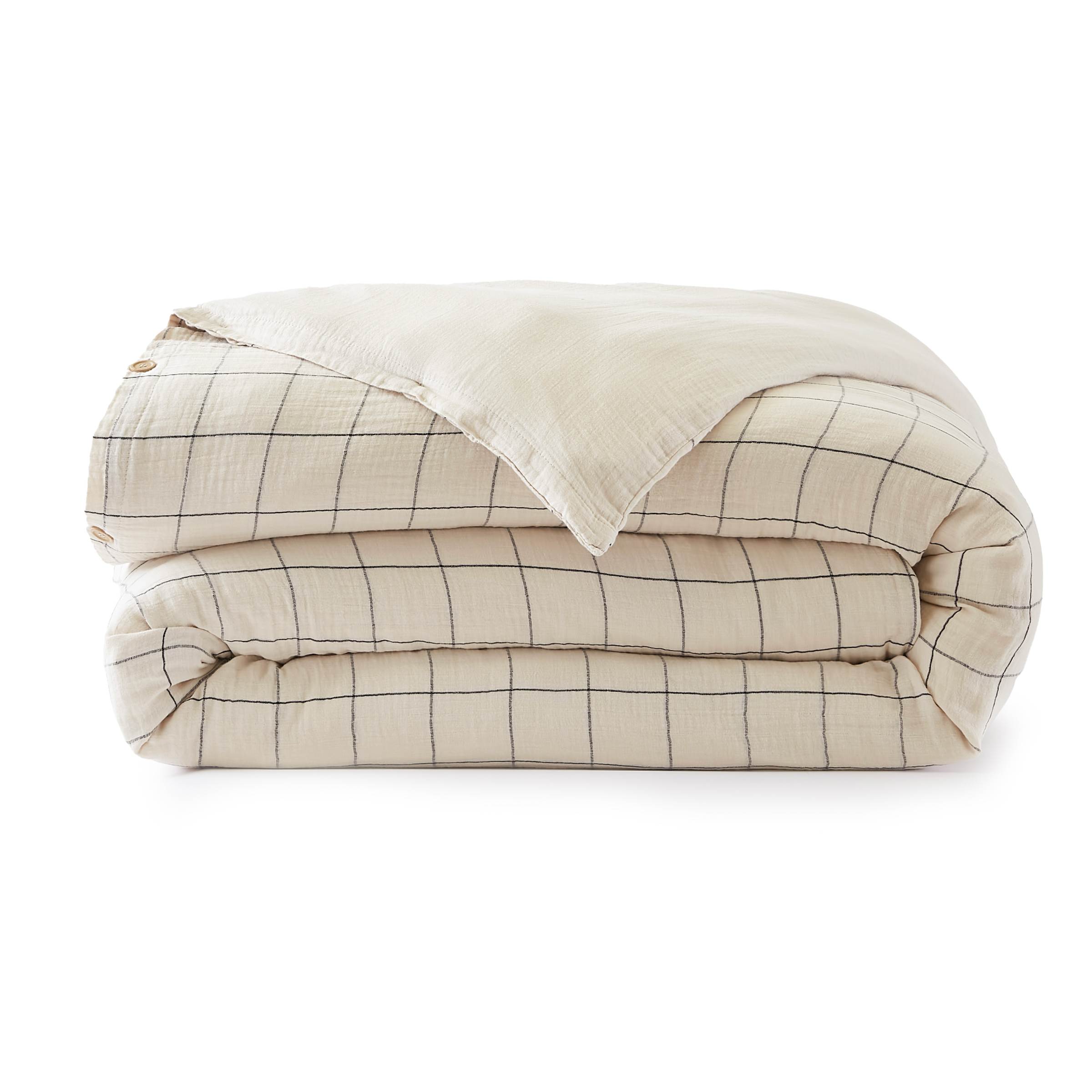 EM - Housse de couette rŽversible 240 x 220 cm Gaze de coton tissŽe teinte GAìA MATCH Pampa