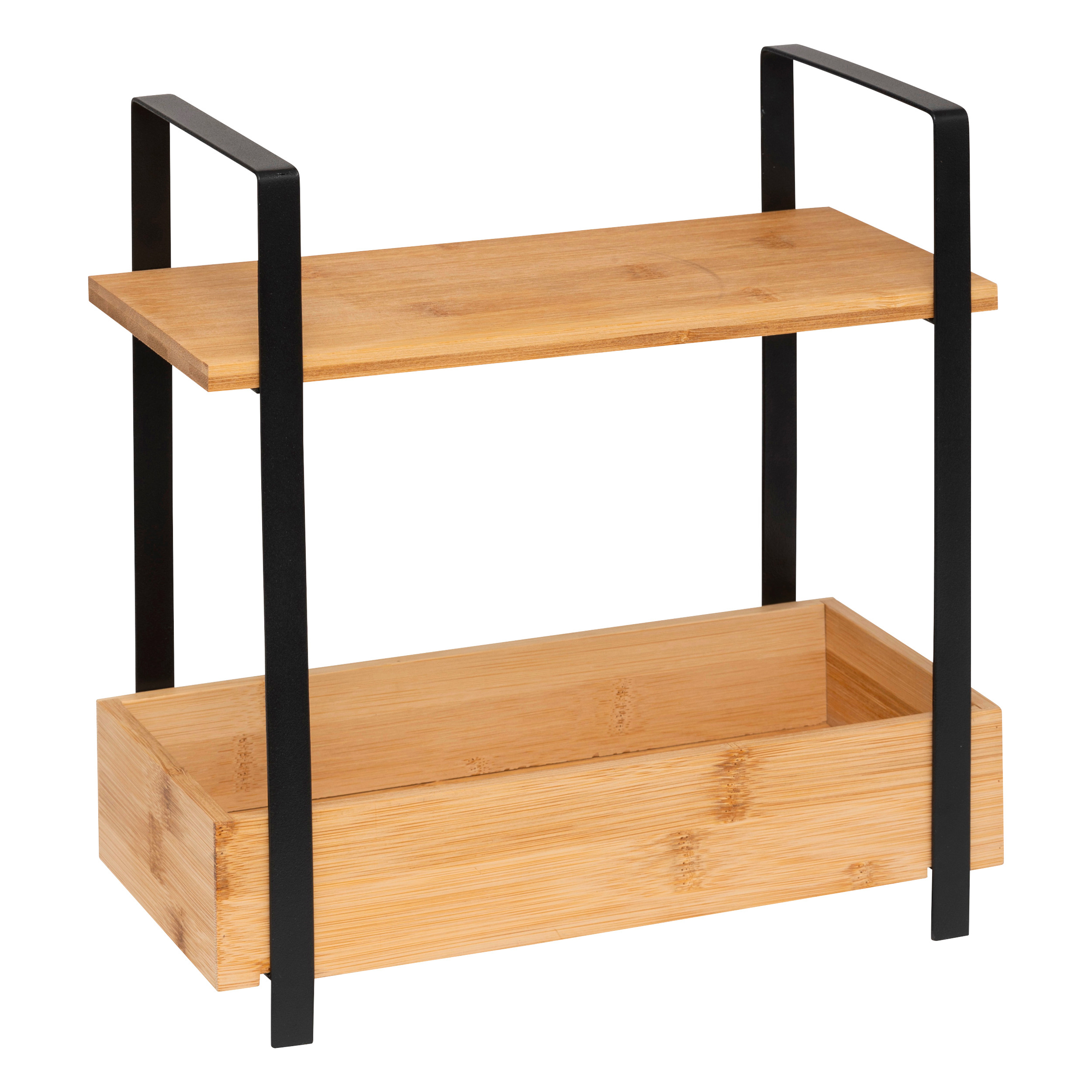 Etagère cuisine bois 2 niveaux bac (H30 cm) Ordera Noire