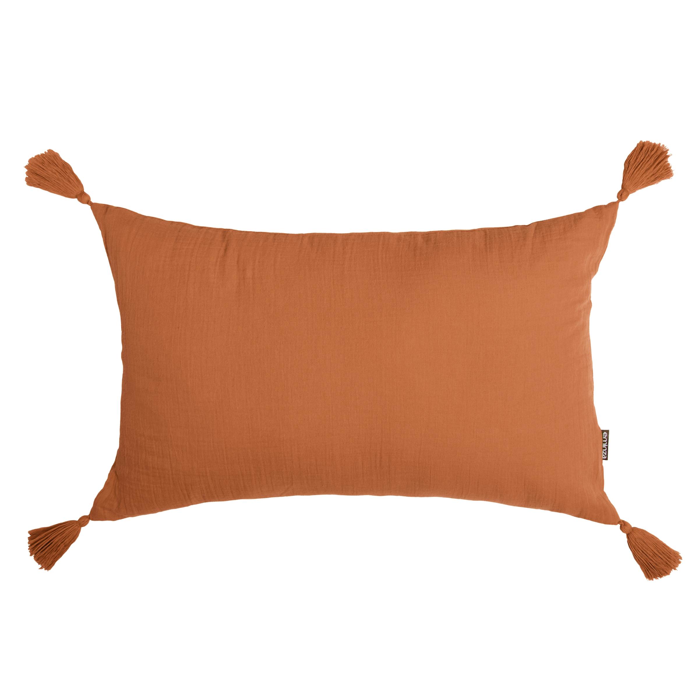 Coussin rectangulaire gaze de coton (40 x 60 cm) Gaïa Abricot