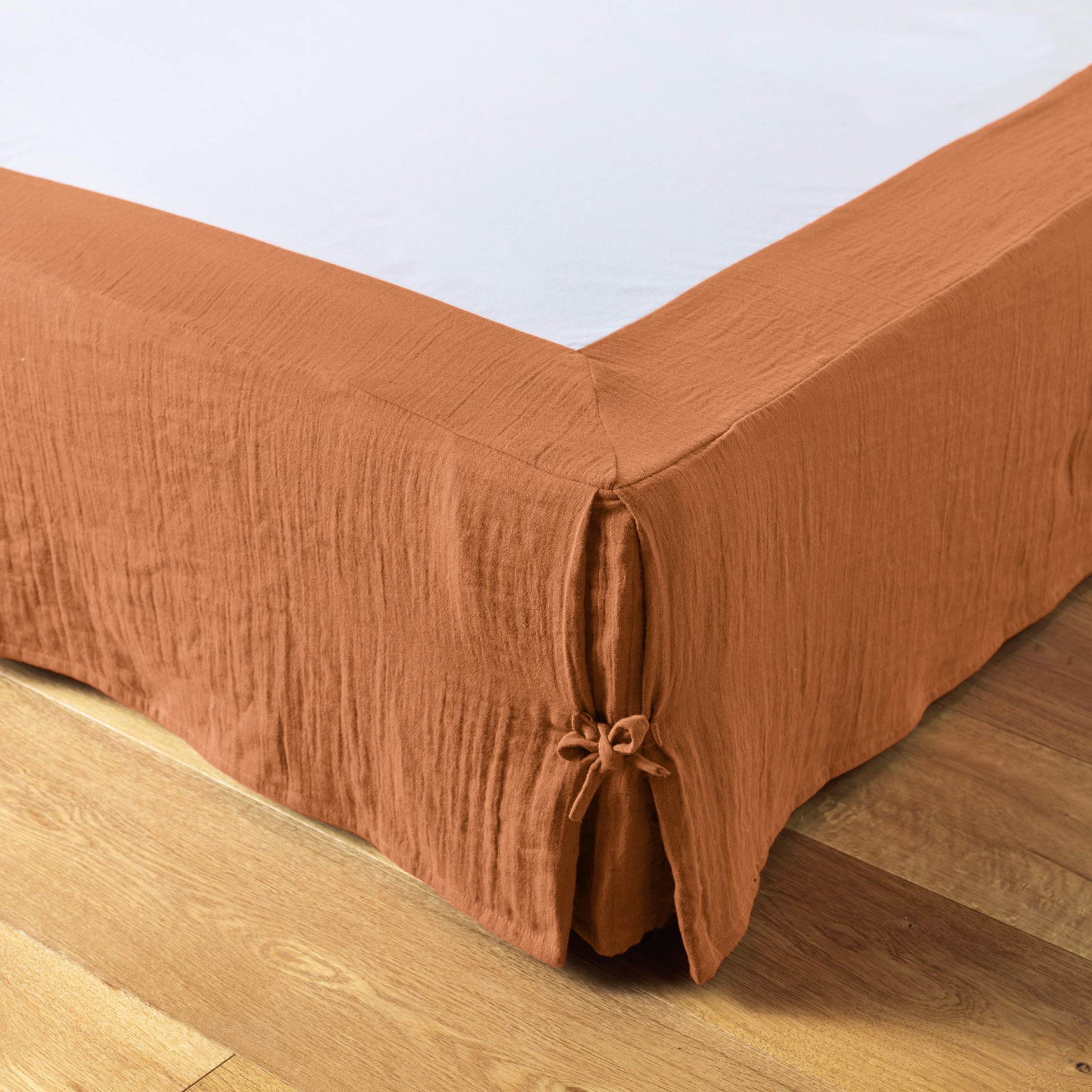 Cache-sommier Gaze de coton (140 x 190 cm) Gaïa Abricot