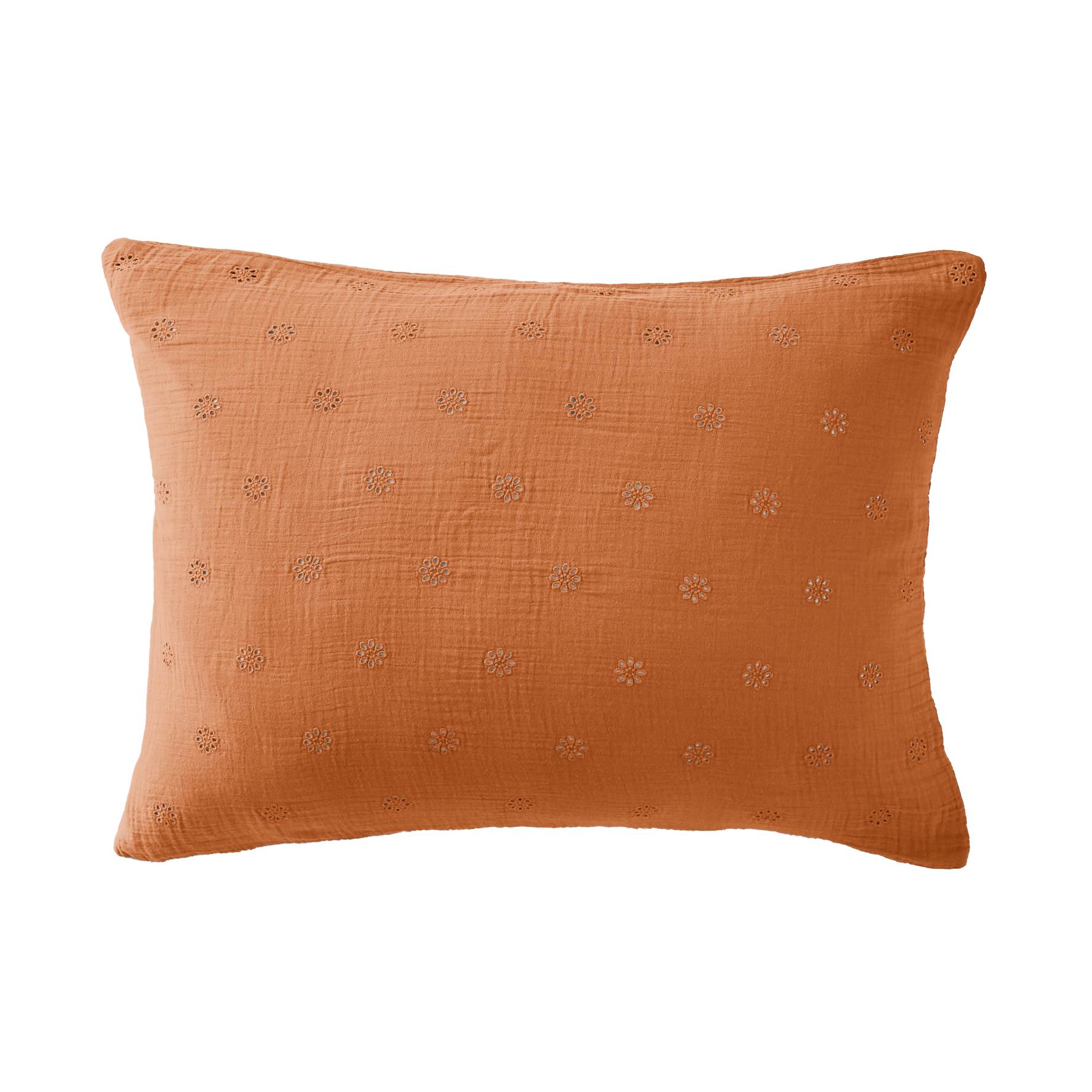 Taie d'oreiller rectangulaire gaze de coton (50 x 70 cm) Gaïa Boho Abricot