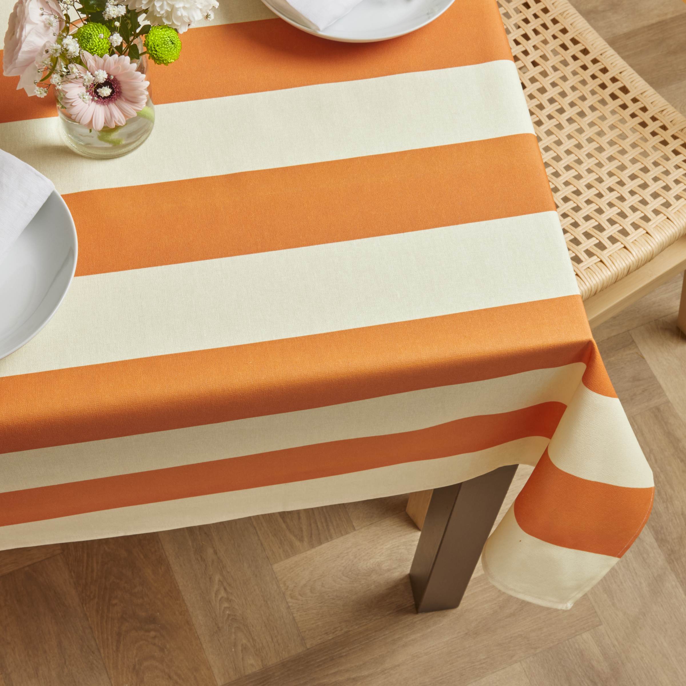 EM - Nappe en coton enduit 150 x 250 cm CLEMENTINE orange