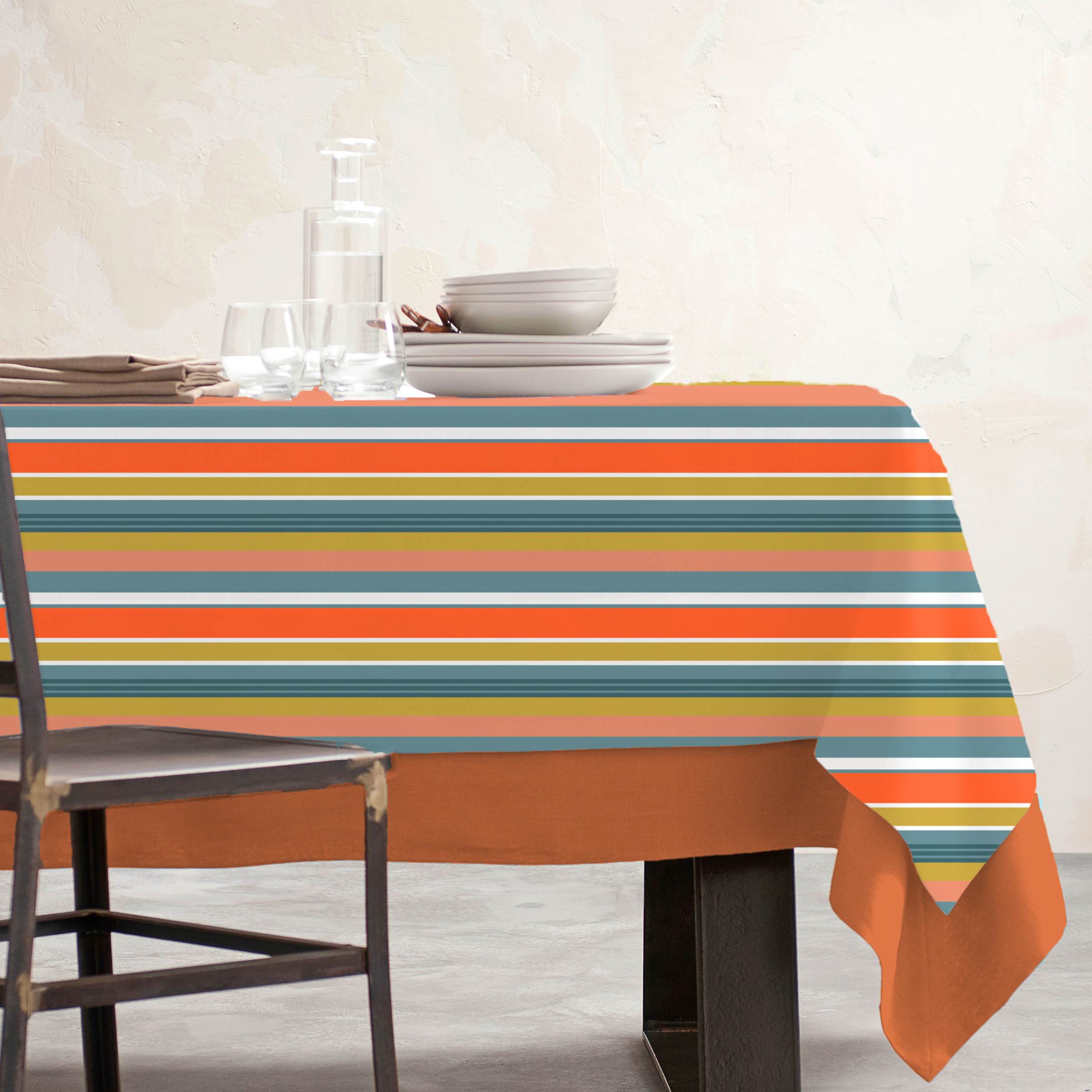EM - Nappe en coton enduit 150 x 250 cm MANDARINE