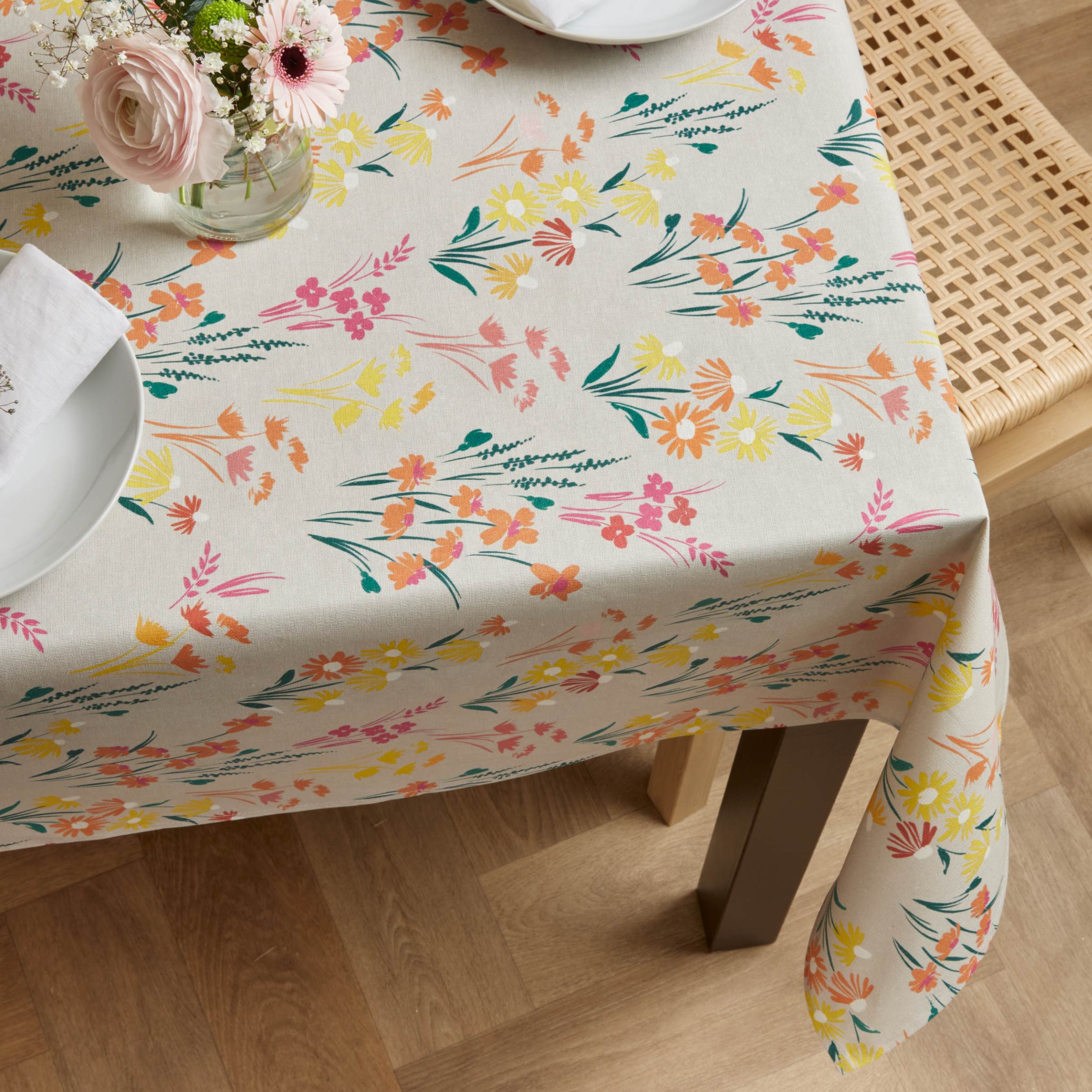 EM - Nappe en coton enduit 150 x 250 cm JULIETTE pampa