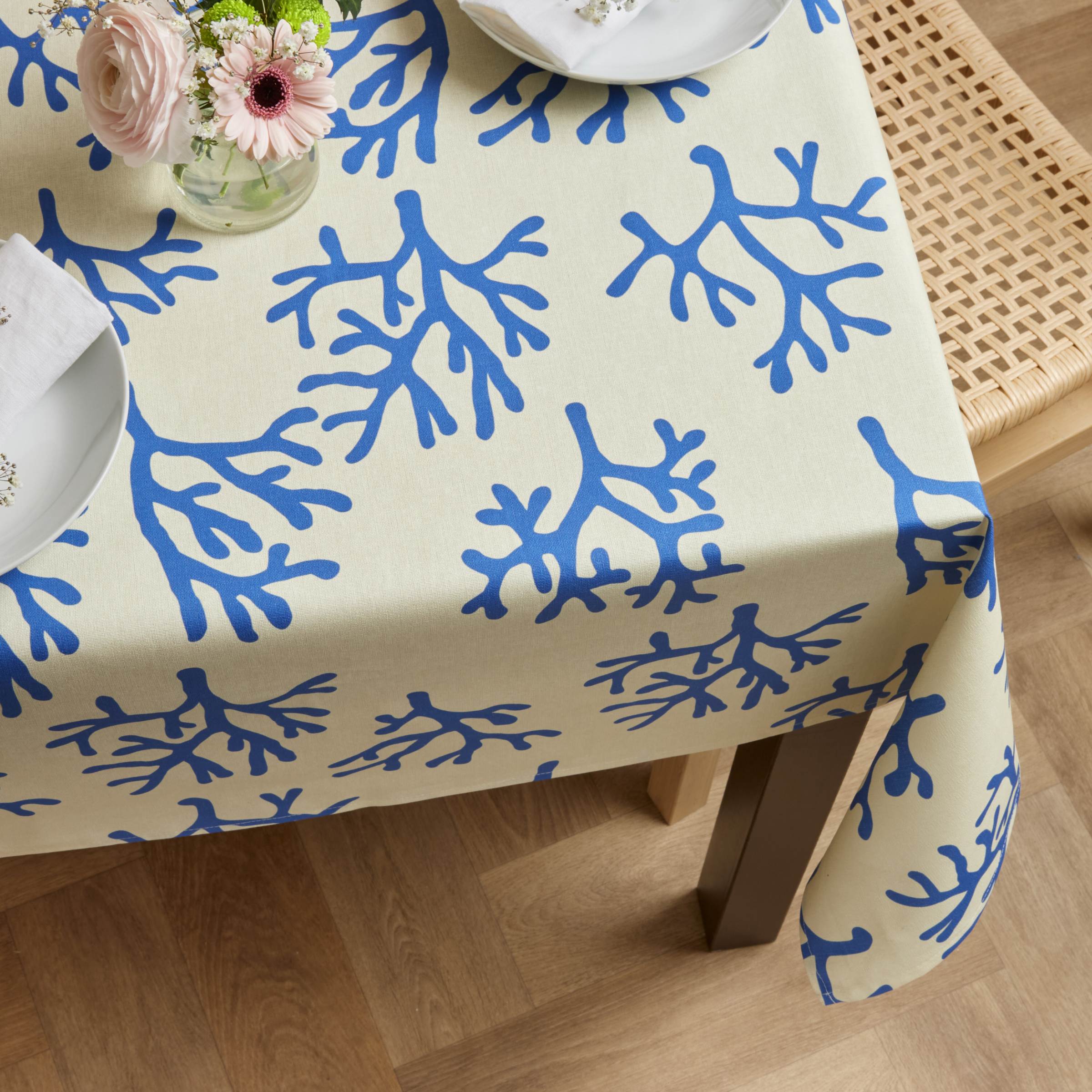 EM - Nappe en coton enduit 150 x 250 cm MOOREA bleu