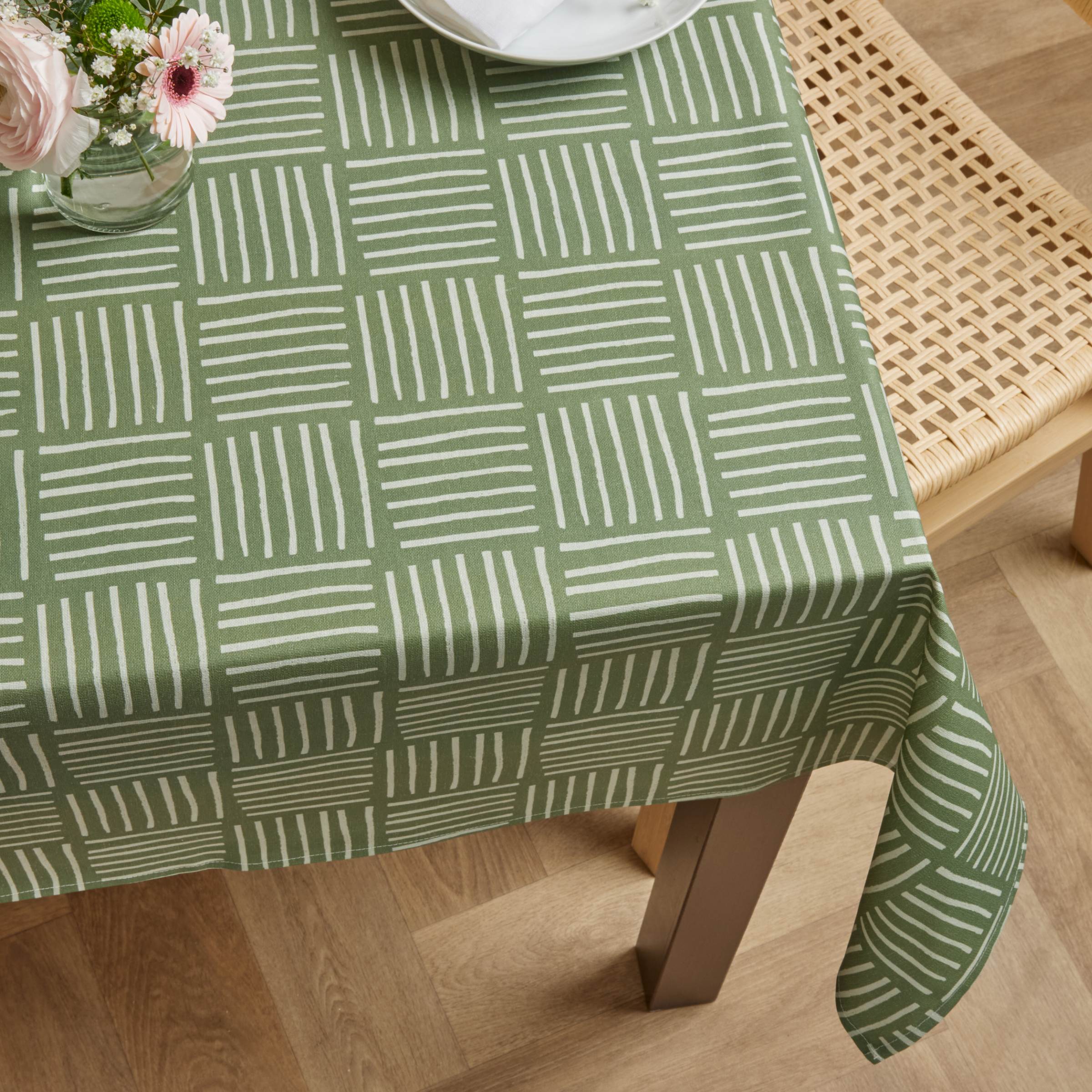 EM - Nappe en coton enduit 150 x 350 cm PAOLO vert
