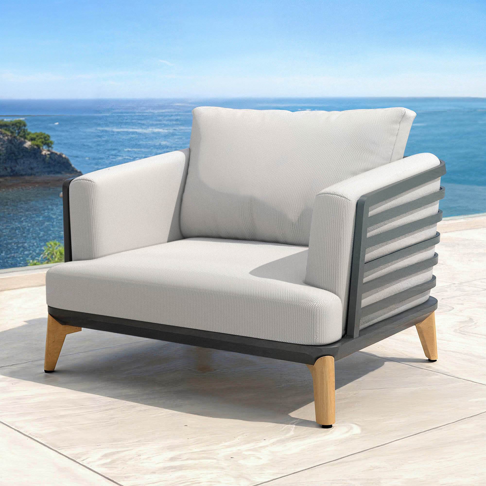 Fauteuil de jardin en aluminium Monte Carlo Gris anthracite et gris clair