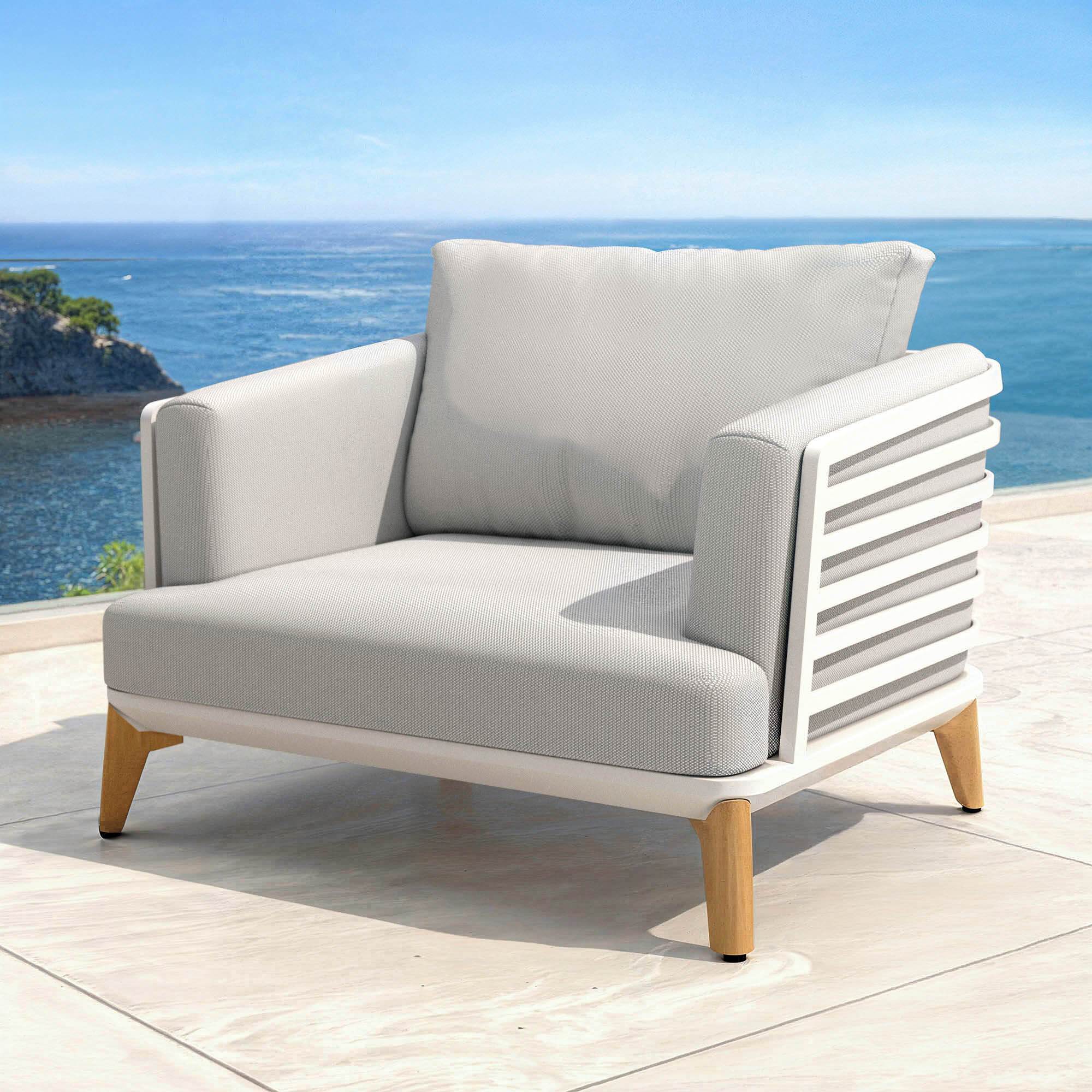 Fauteuil de jardin en aluminium Monte Carlo Blanc et gris clair