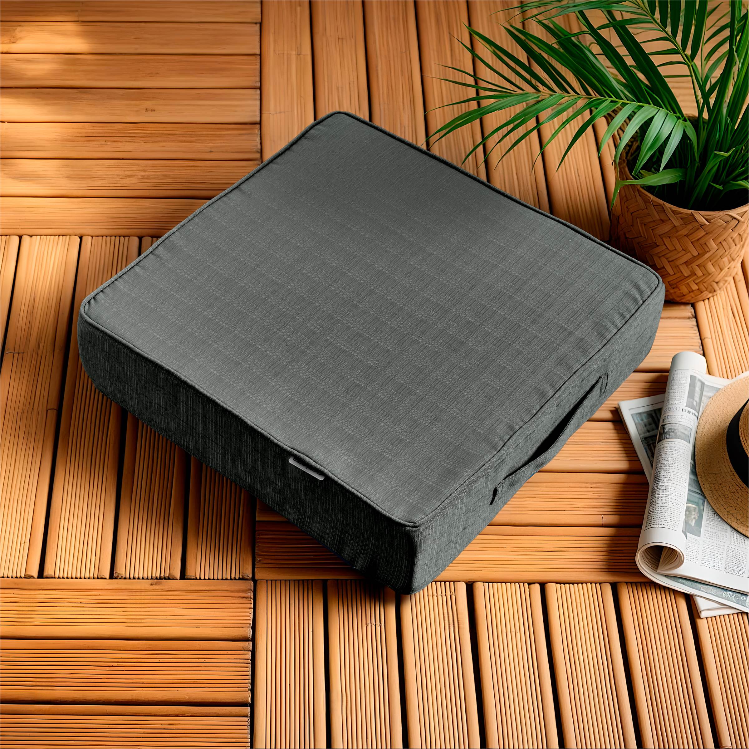 EM - Coussin de sol mousse dŽhoussable 45 x 45 x 10 cm Polyester uni SUNSET Anthracite