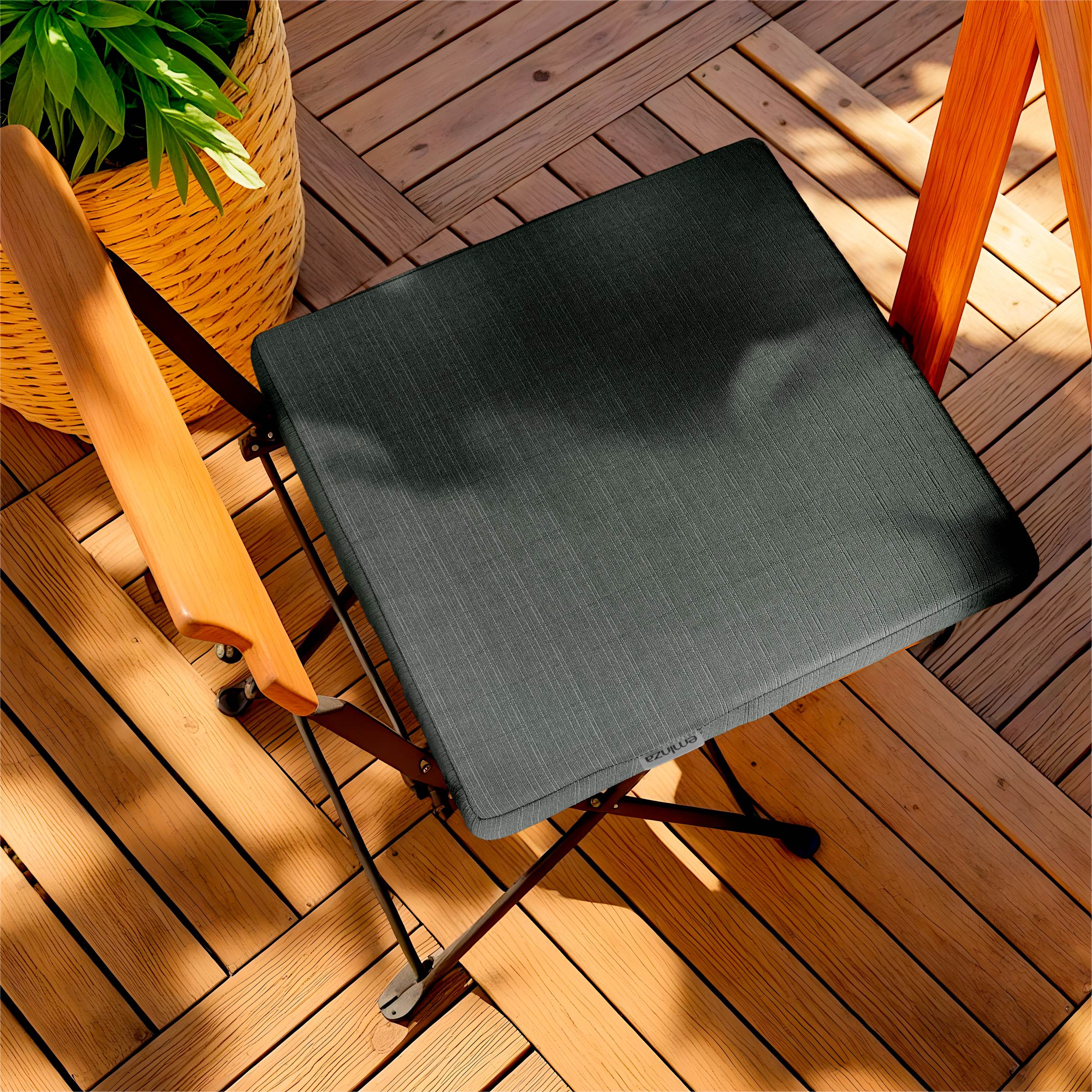 EM - Assise matelassŽe carrŽe dŽhoussable 40 x 40 cm Polyester uni SUNSET Anthracite