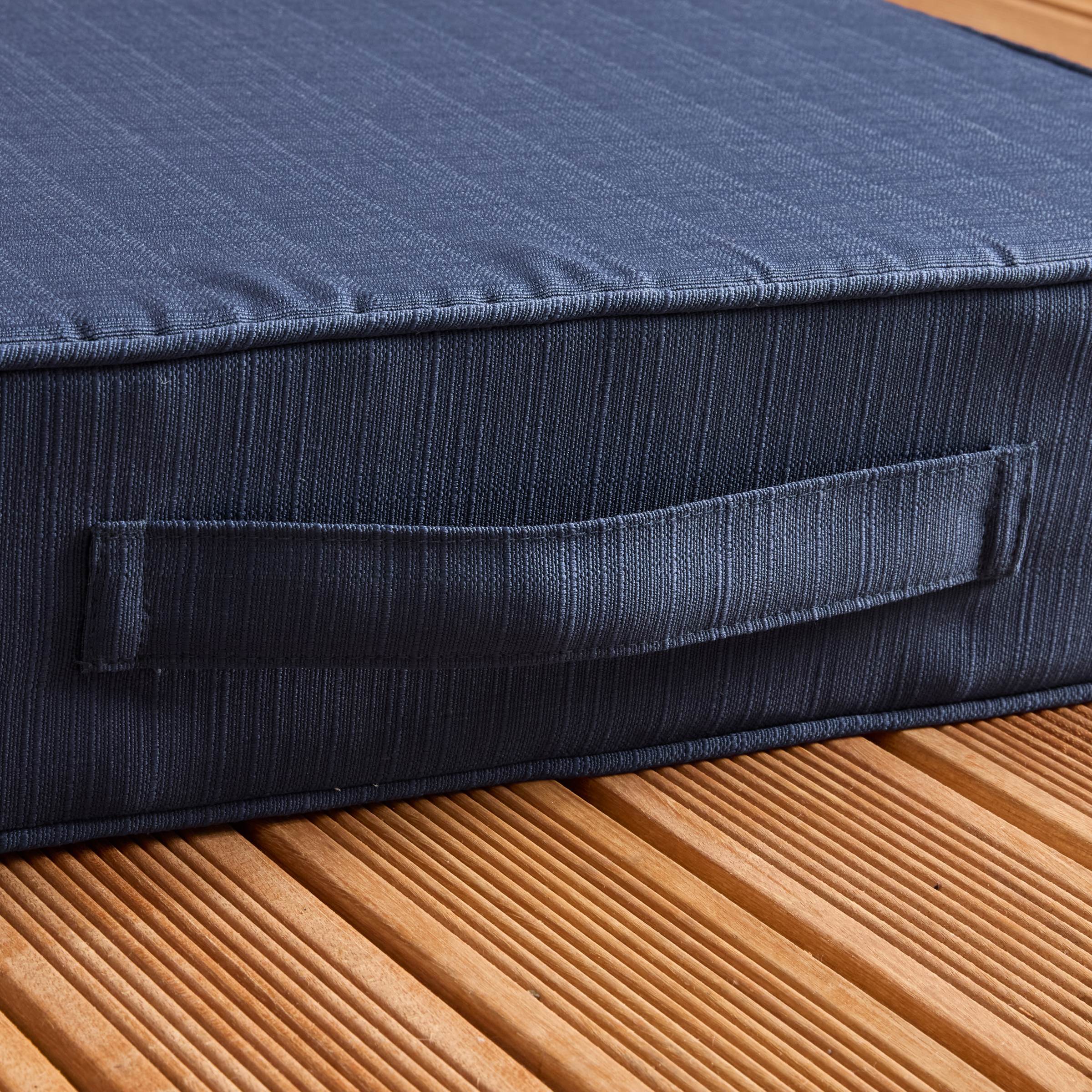 EM - Coussin de sol mousse dŽhoussable 45 x 45 x 10 cm Polyester uni SUNSET Bleu nuit