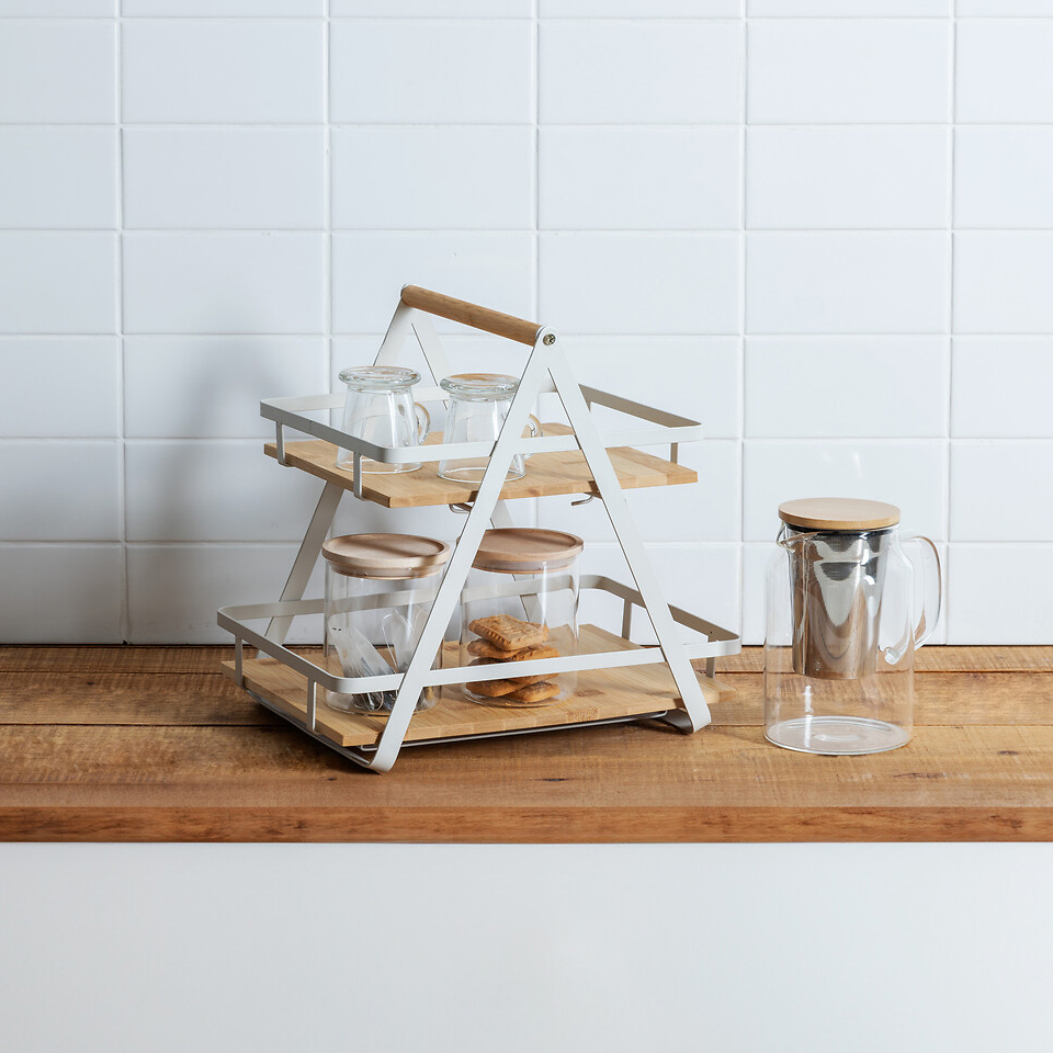 ETAGERE 2NIV ANSE ORDERA ARGIL L. 30,5 x P. 22,5 x H. 29 cm