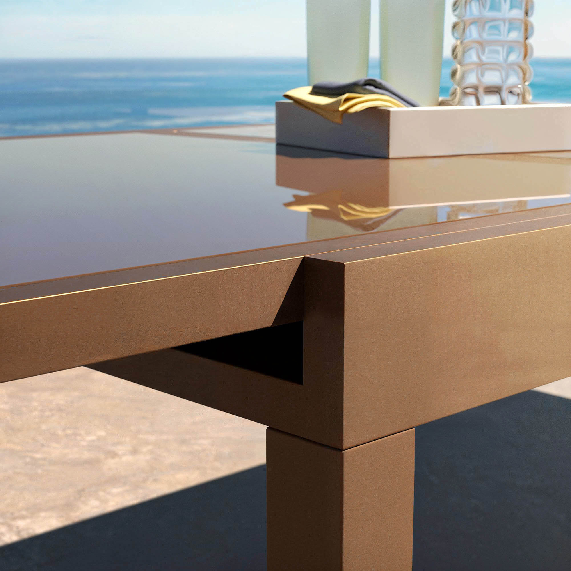 Table de jardin extensible en verre 10 places (135/270 x 90 cm) Murano Bronze